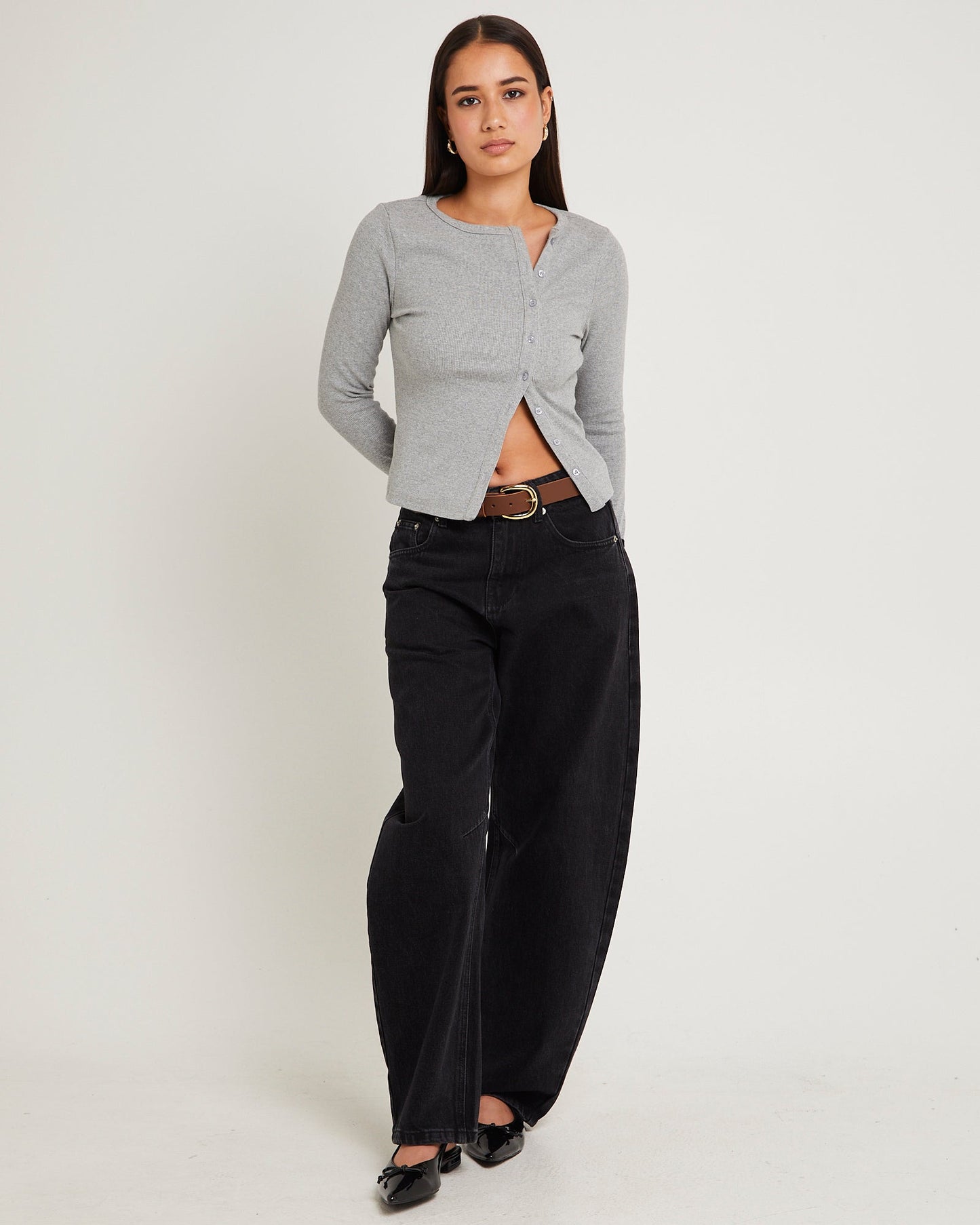 Maddy Button Asymmetric Top-imported