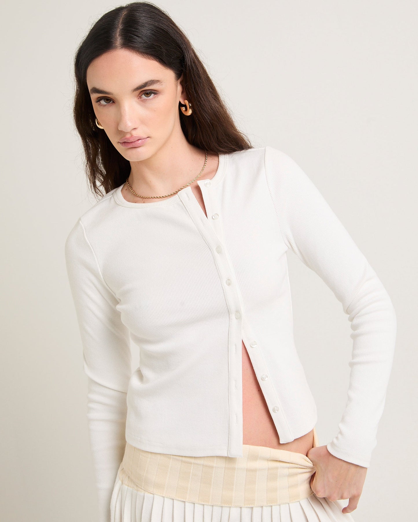 Maddy Button Asymmetric Top-imported
