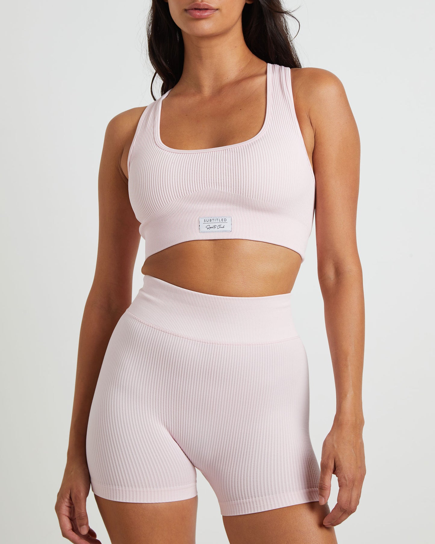 Sports Cross Back Crop Top in Ballet Pink PINK