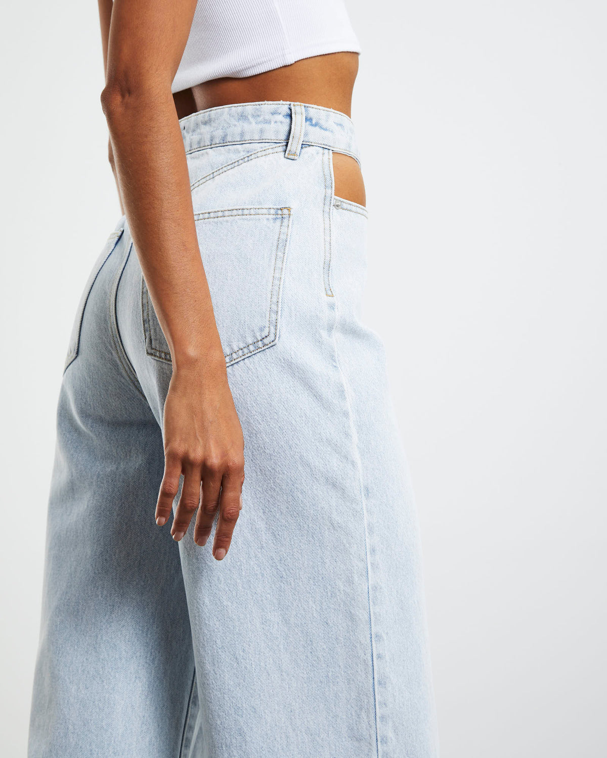 Boston Cut Out Hip Relaxed Jeans Icy Blue BLUE
