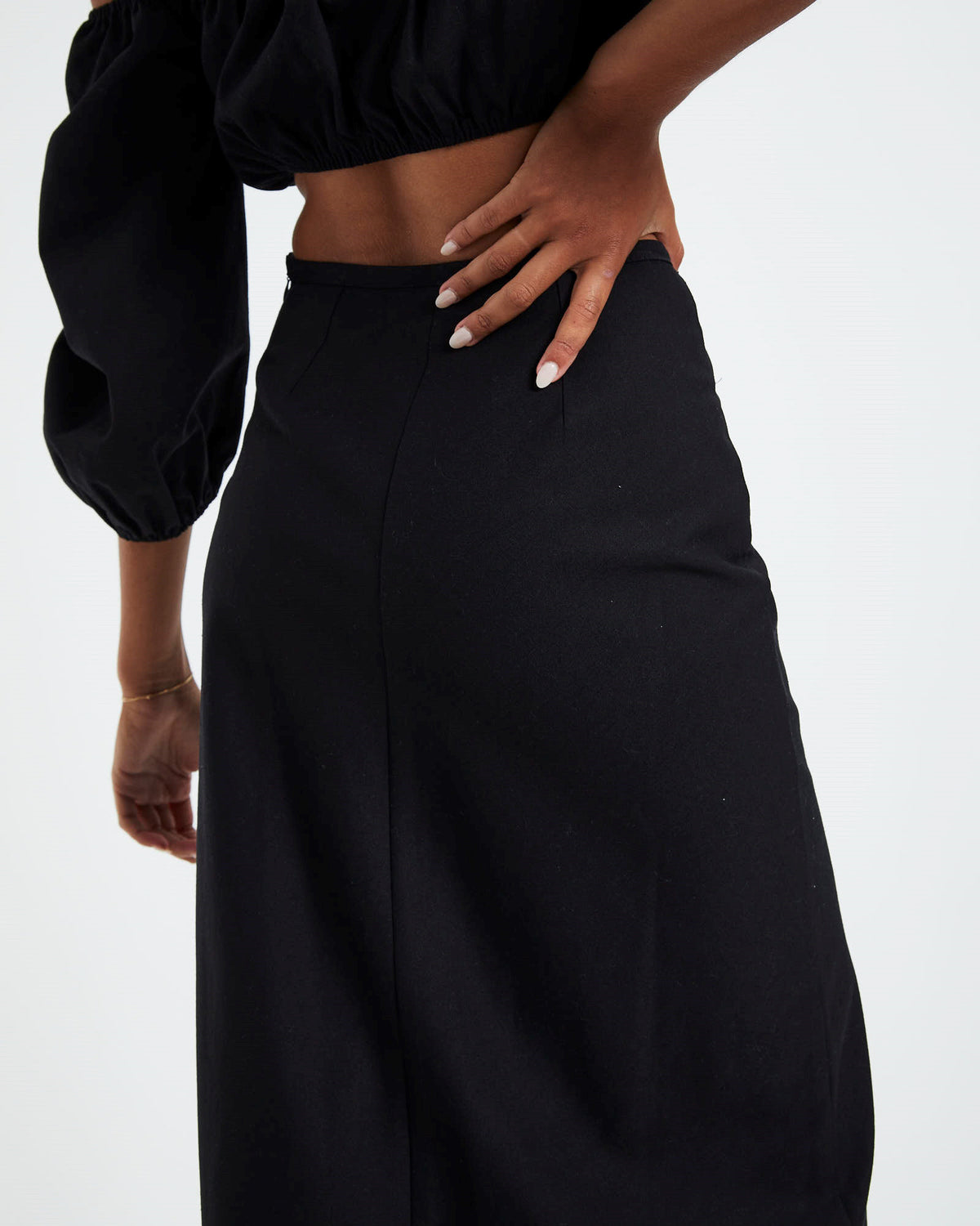 Ellie Linen Maxi Skirt Black BLACK