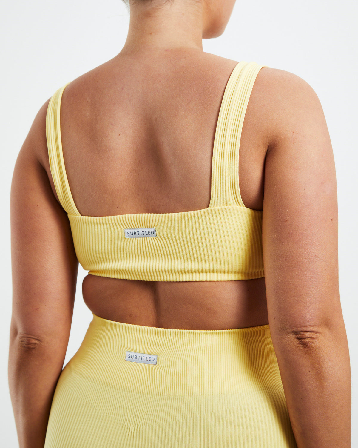 Square Neck Sports Crop Lemon Yellow LEMON