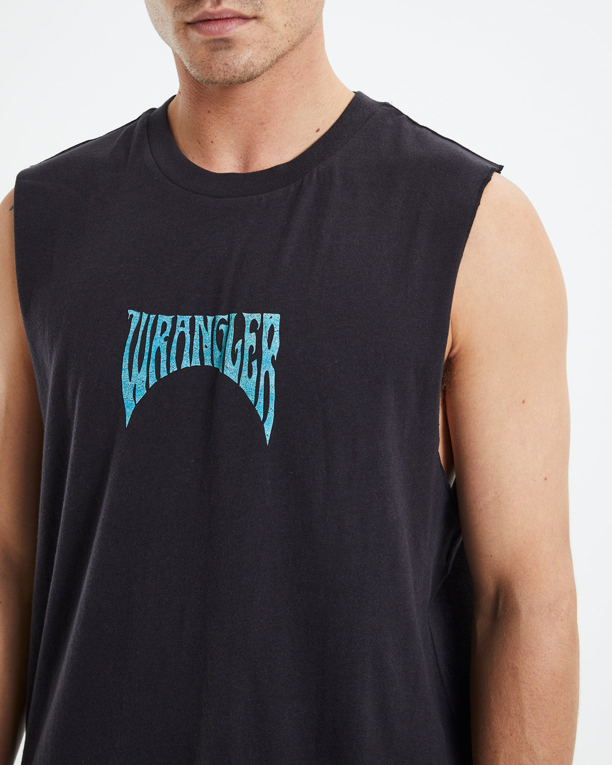 Melting Sun Muscle Tee Worn Black BLACK