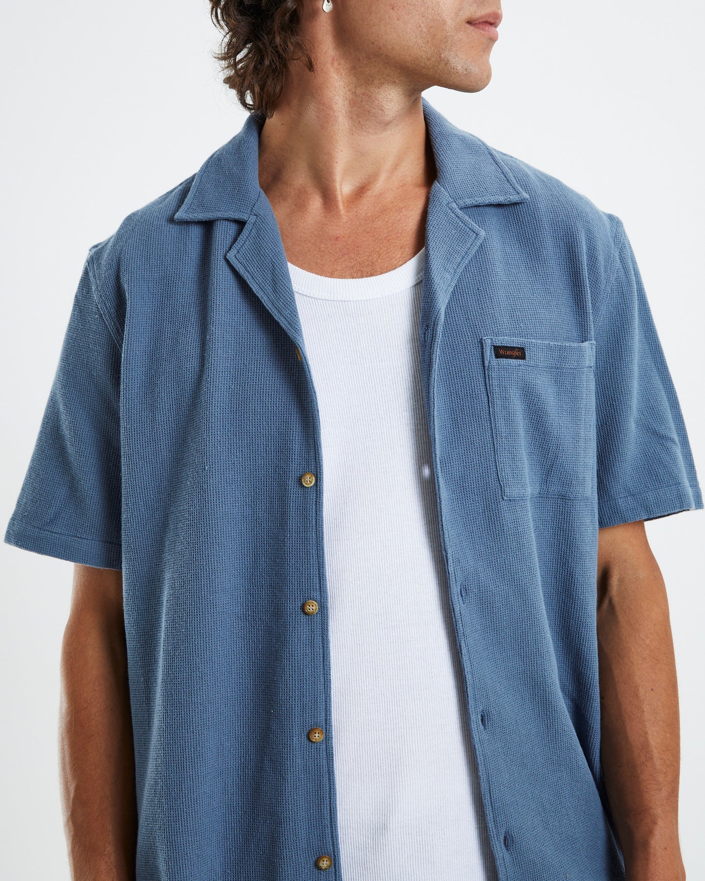 Resort Short Sleeve Shirt Waffle Cloud Blue
