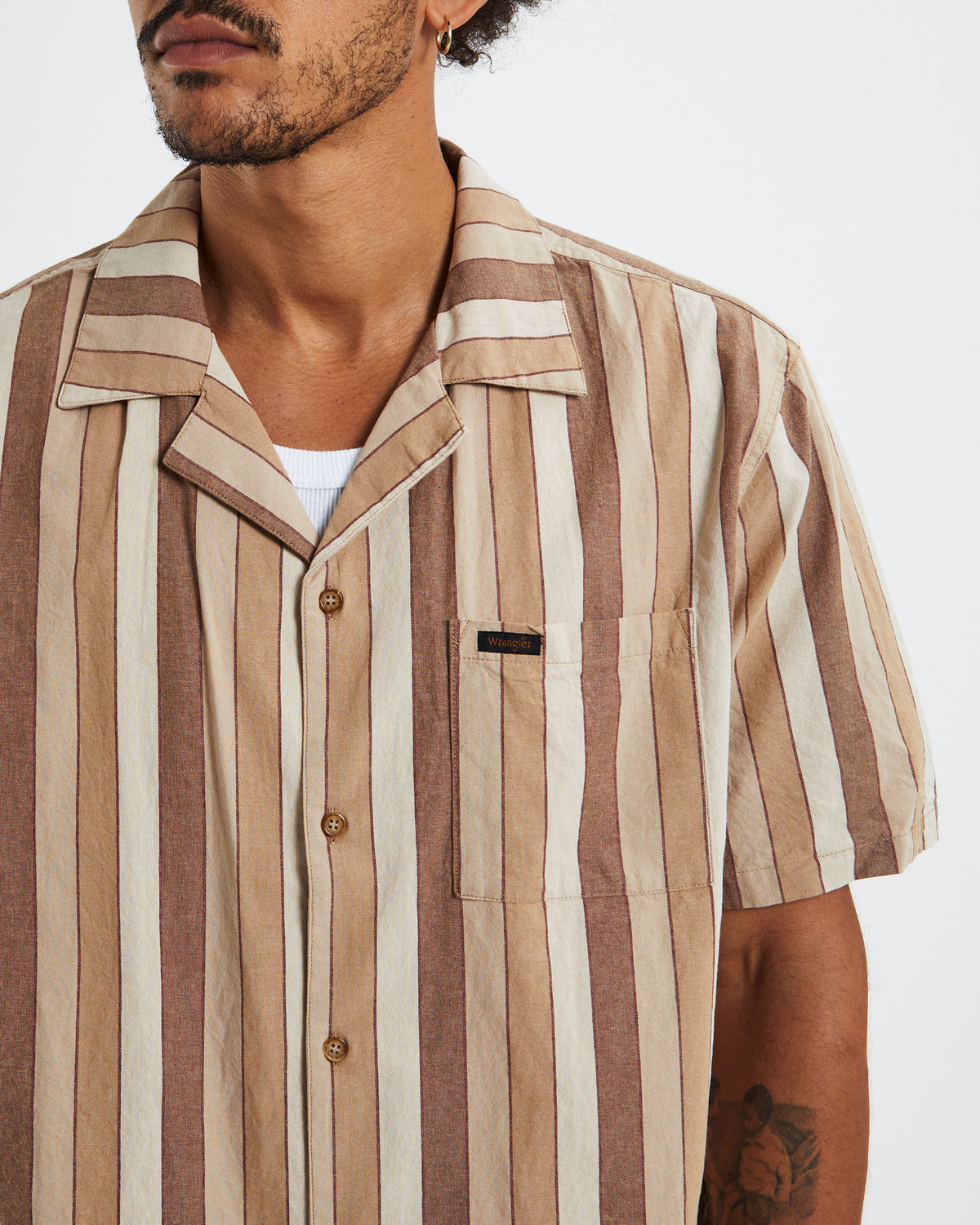 Resort Short Sleeve Shirt Brown Stripe BROWN