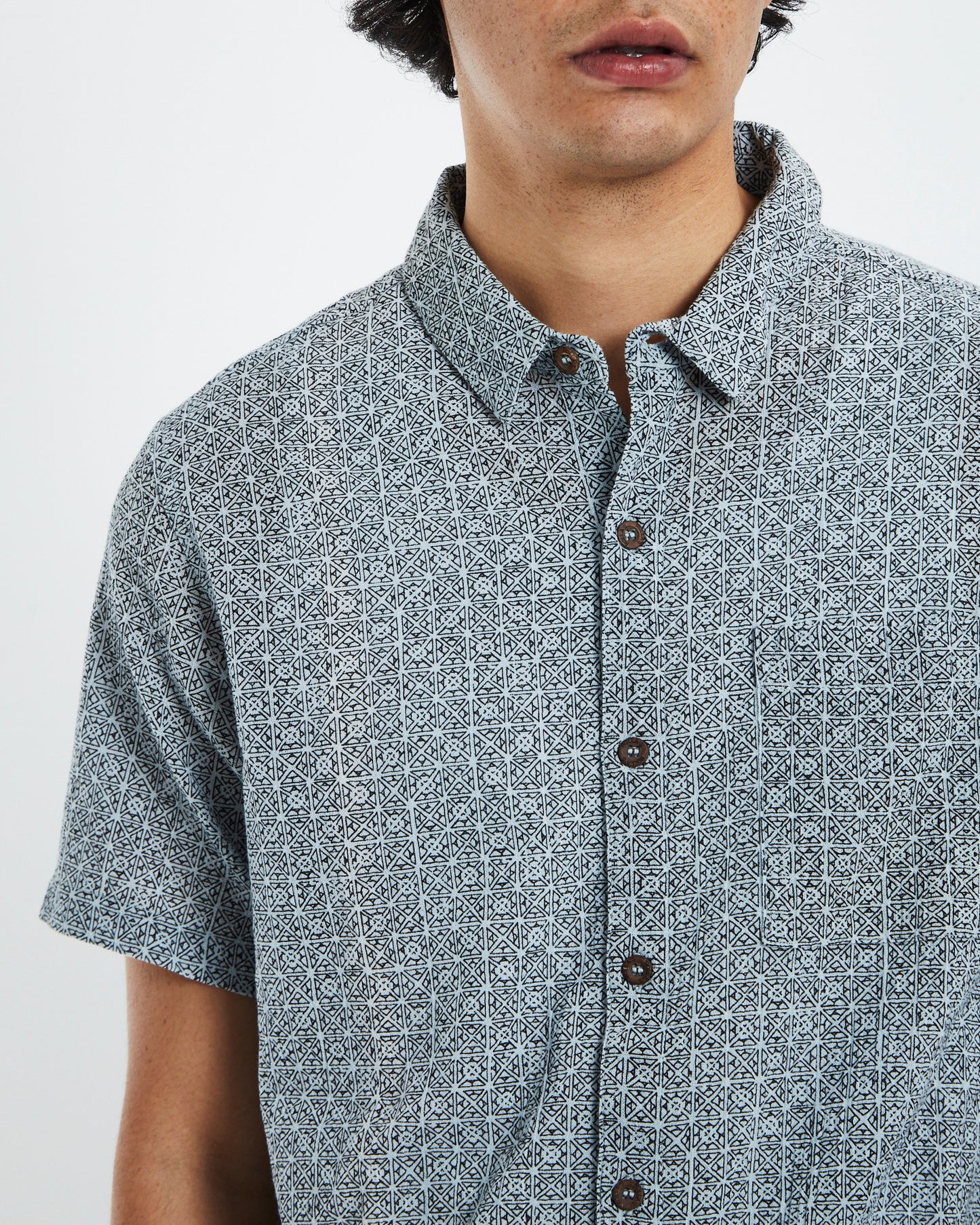 Bon Tiki Short Sleeve Shirt Smoke Blue