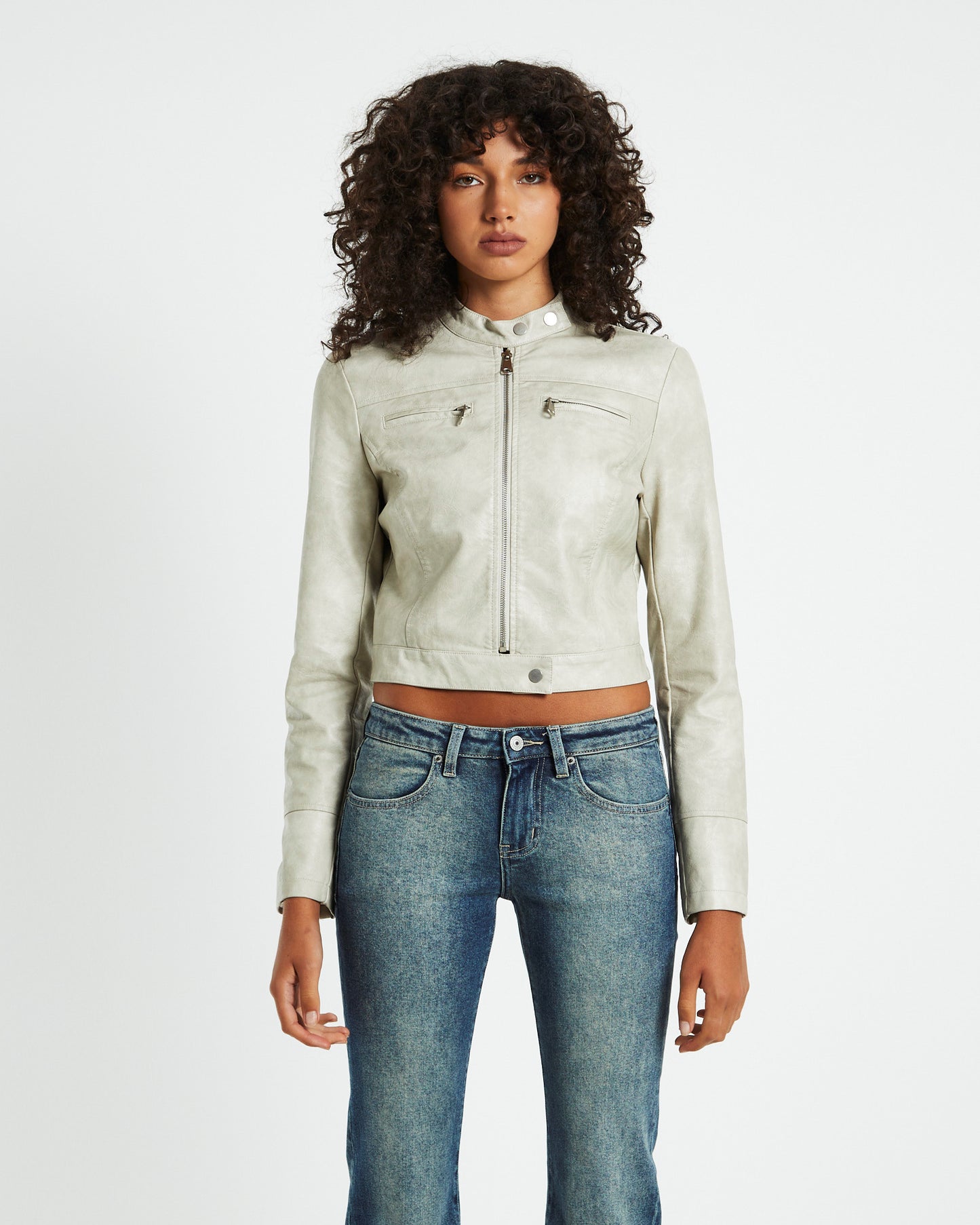 Pandora Moto Leather Look Jacket Cream