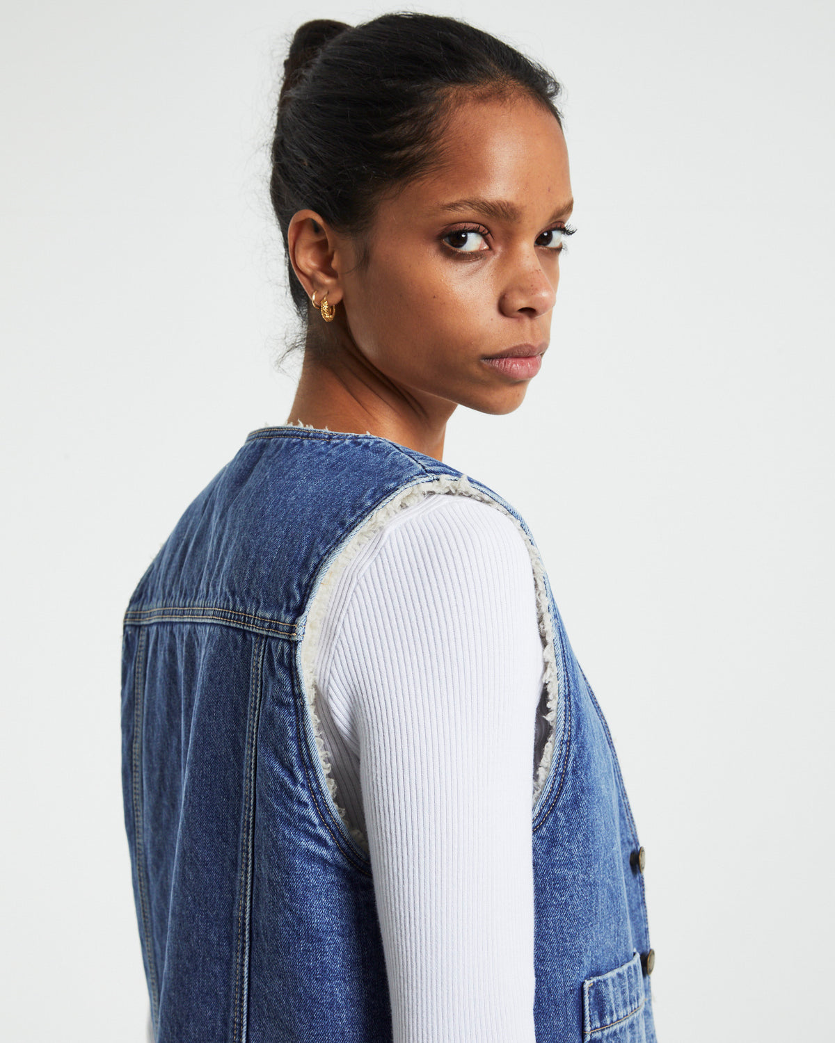 Sherpa Denim Vest Stevie Blue DENIM