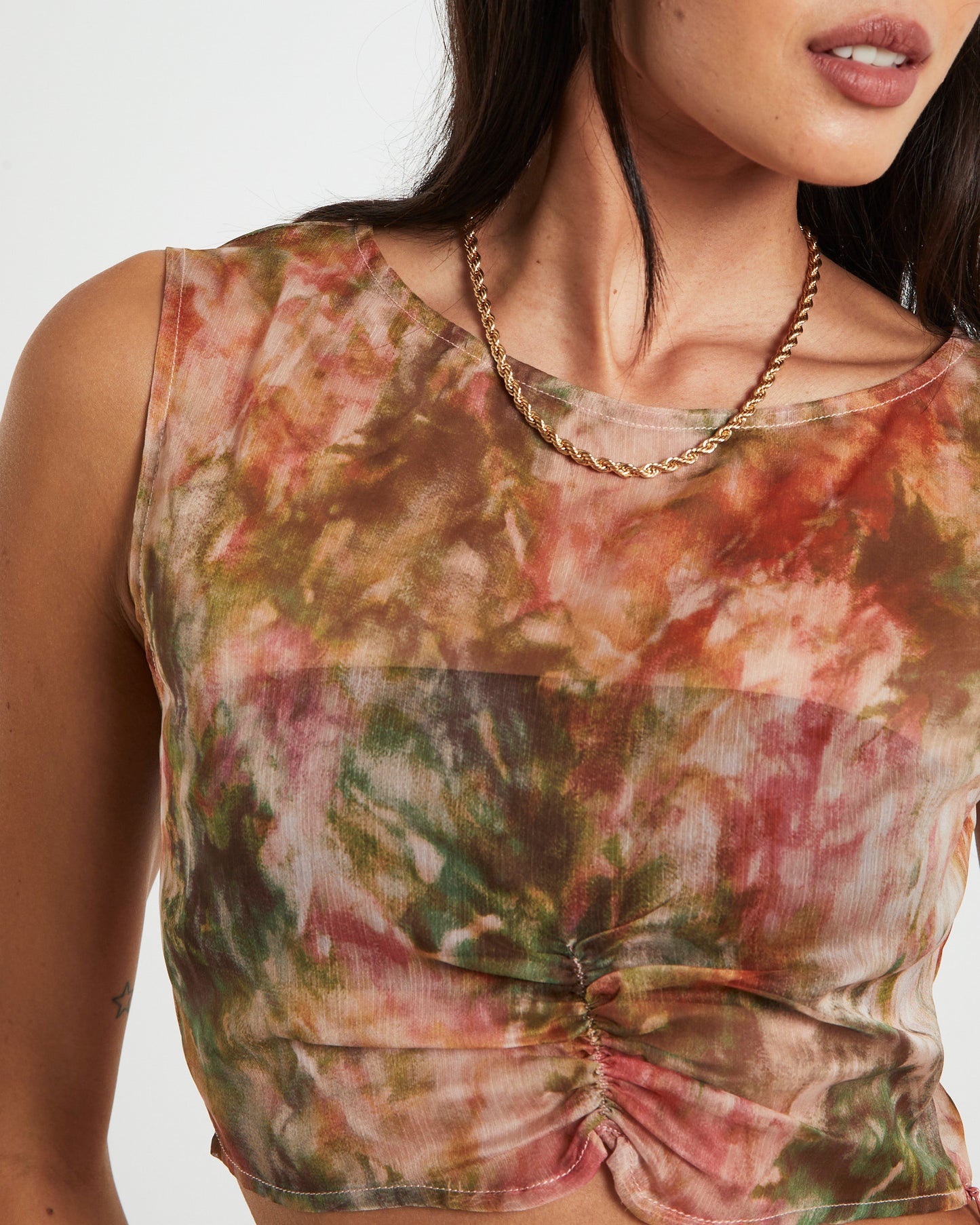 Tibby Tie Dye Gather Front Top in Assorted ASSORTED