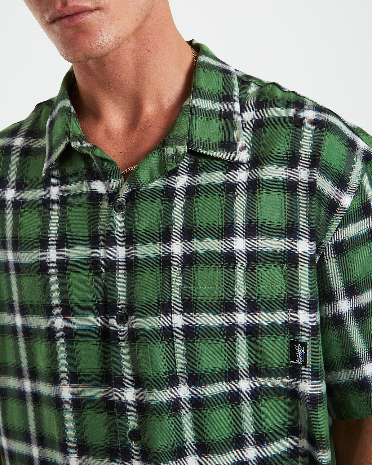 Pocket Check Ss Shirt Green GREEN