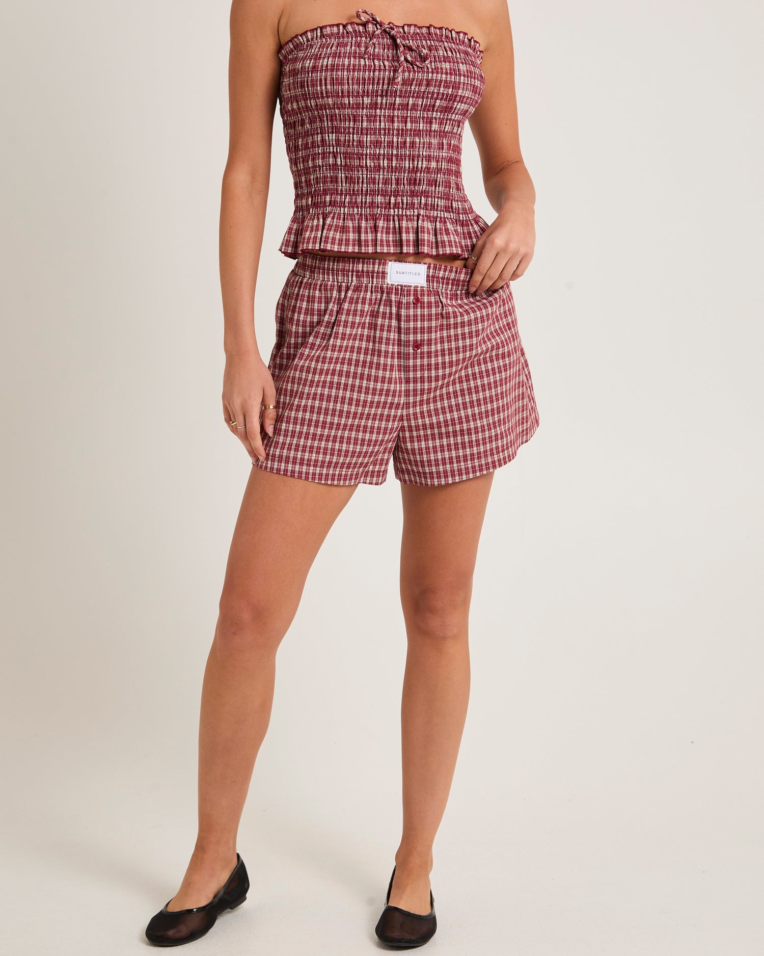 Delmar Check Shorts RED GINGHAM