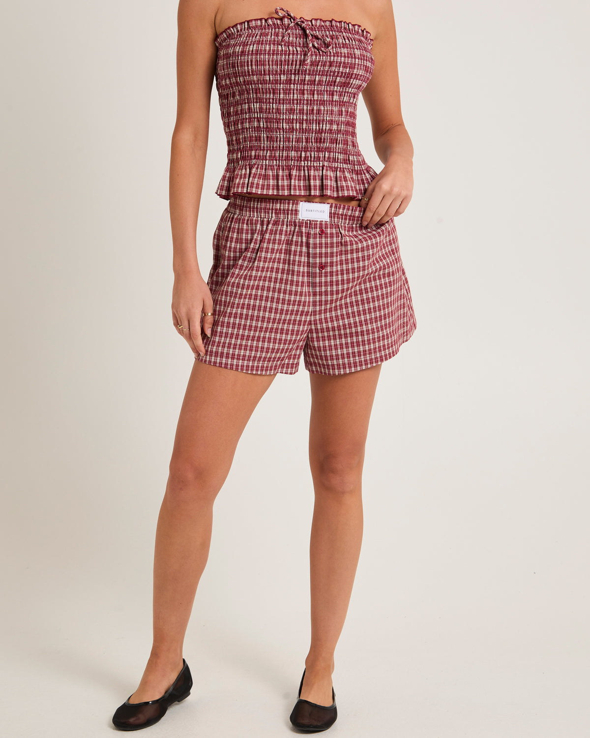 Delmar Check Shorts RED GINGHAM