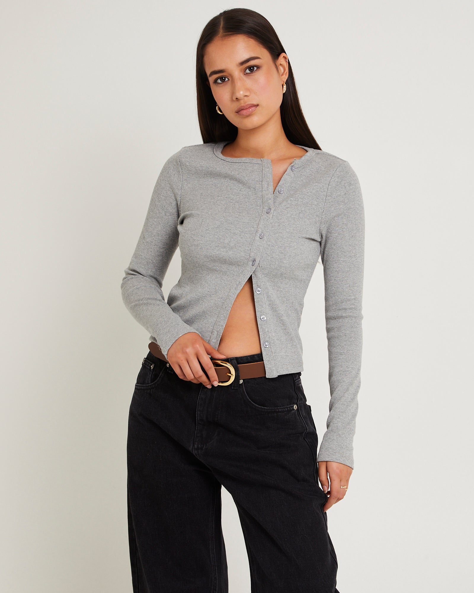 Maddy Button Asymmetric Top-imported