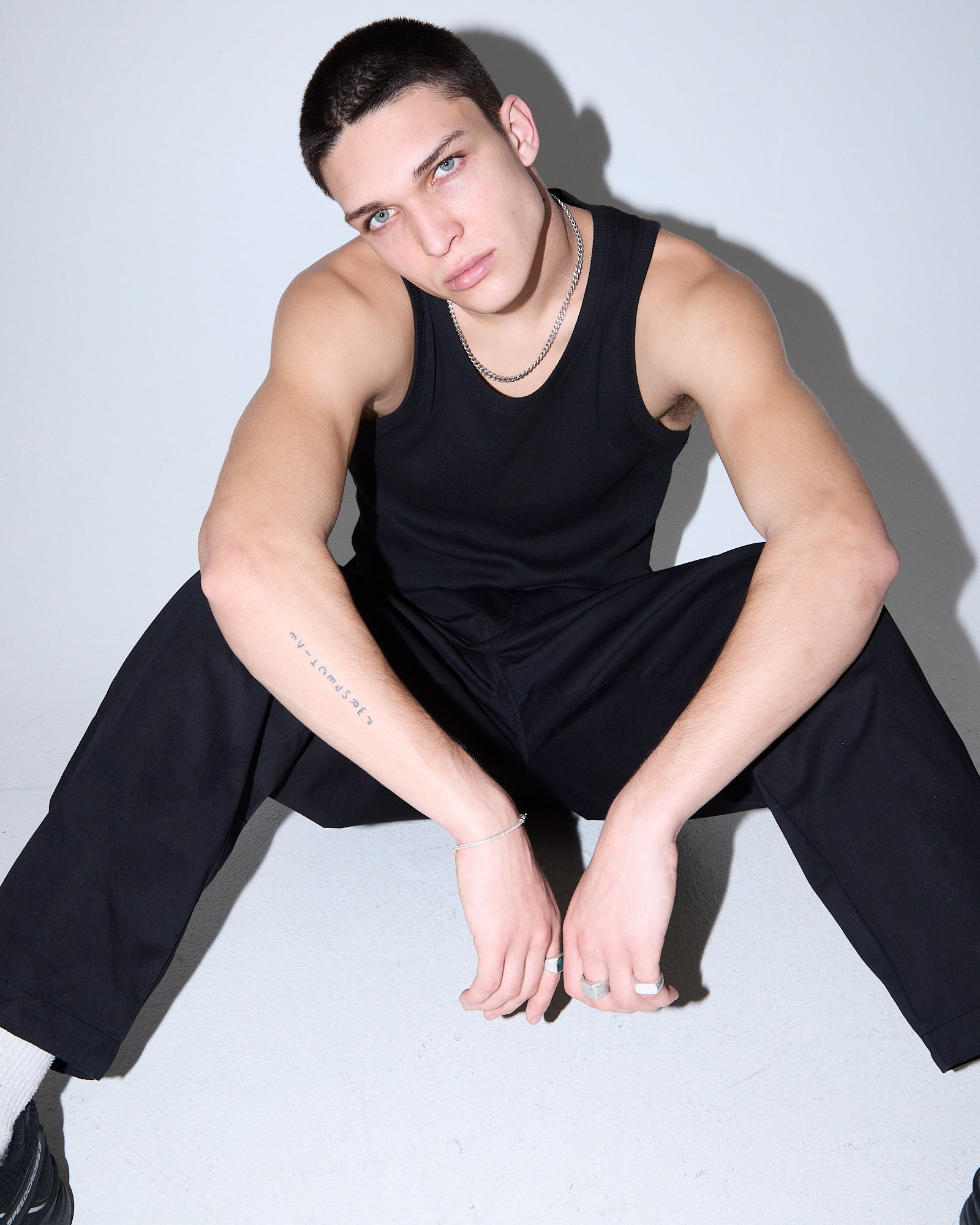 Ribbed Singlet BLACK