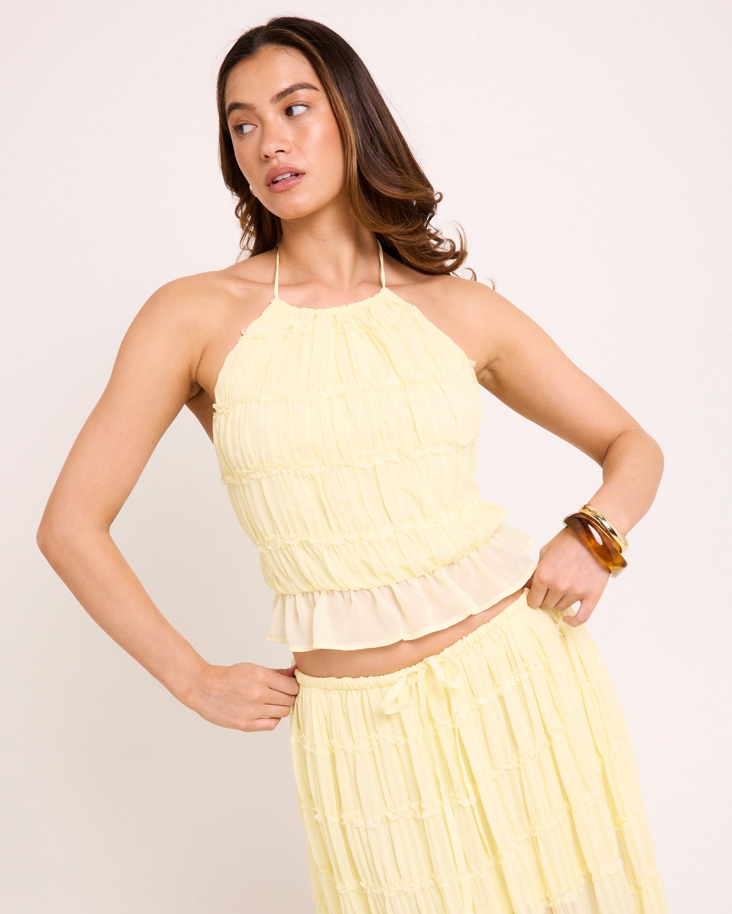 Alda Shirred Backless Top