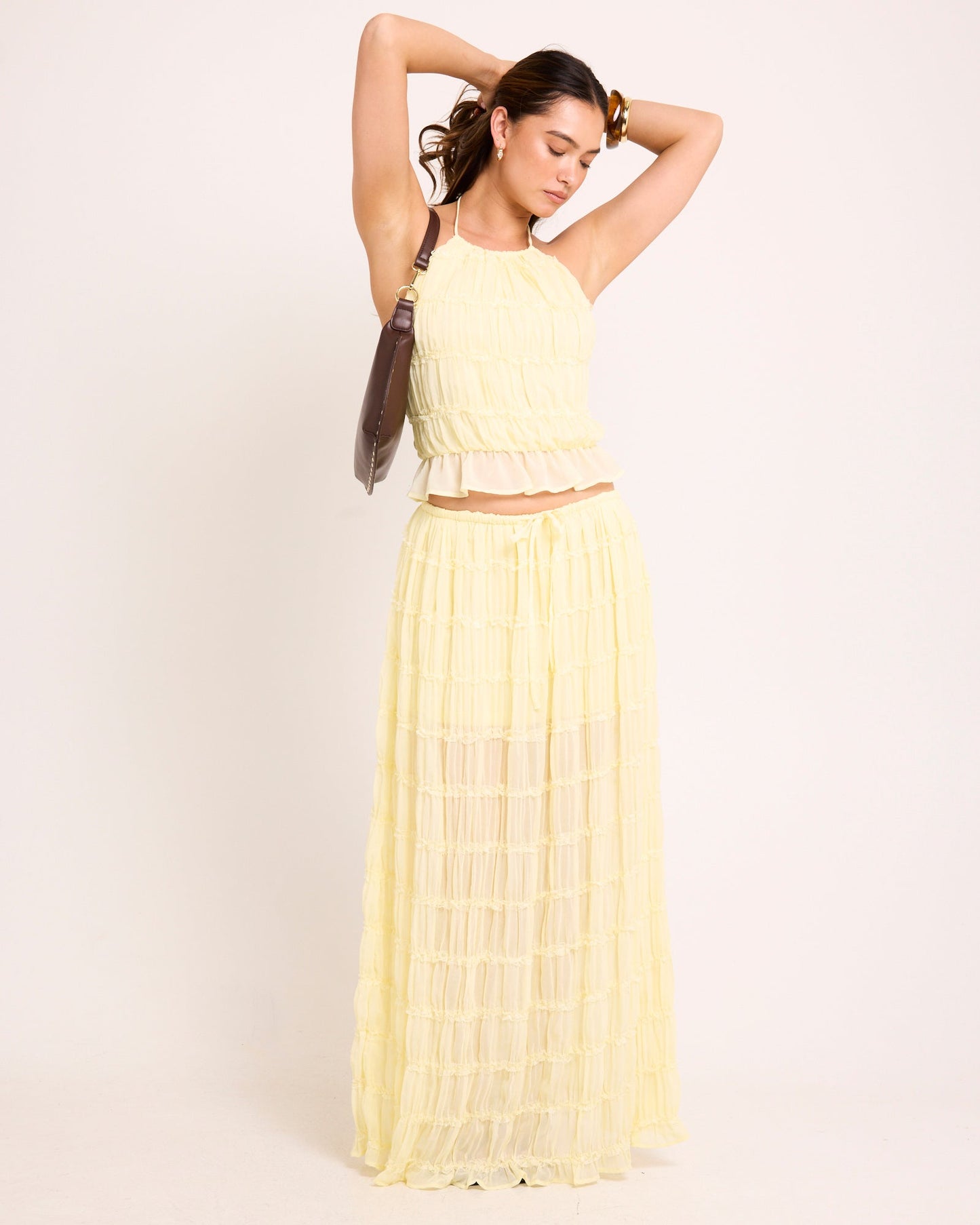 Alda Shirred Maxi Skirt
