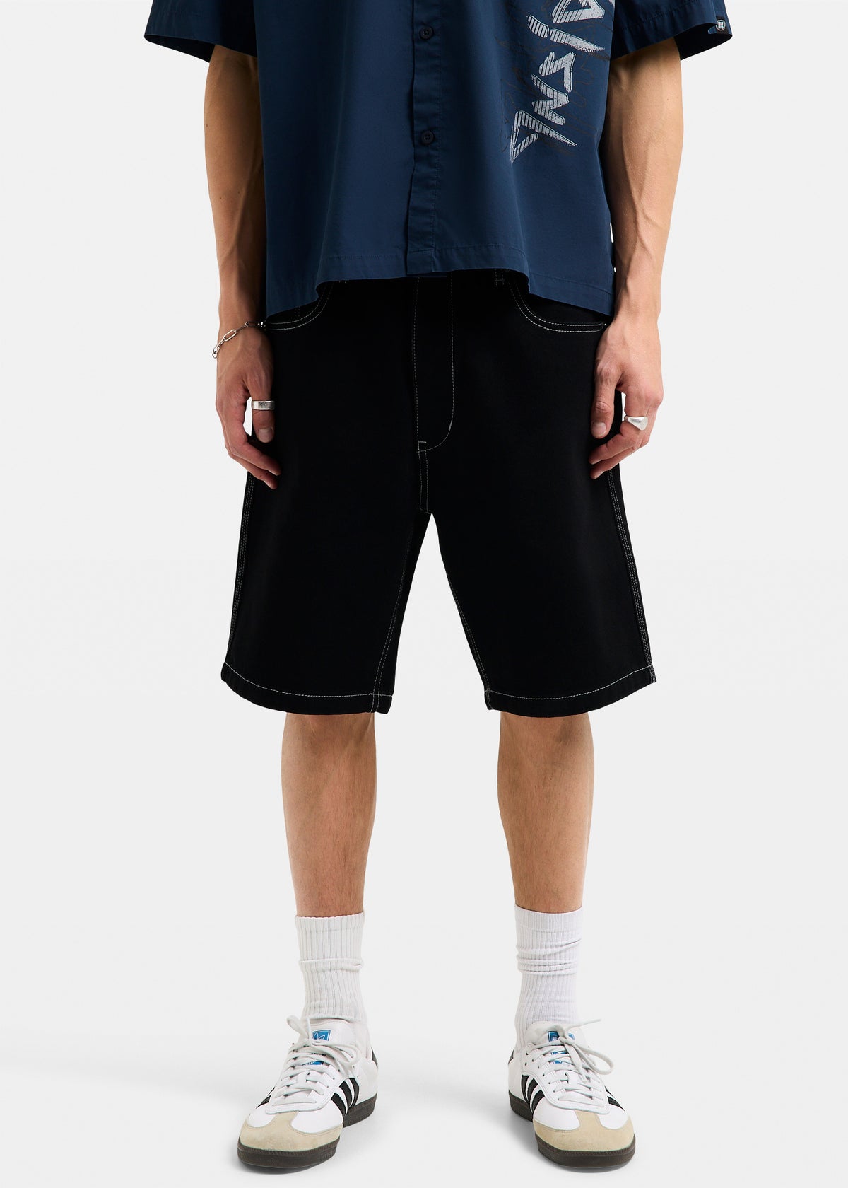 Knocker Contrast Stitch Jort AFTER BLACK