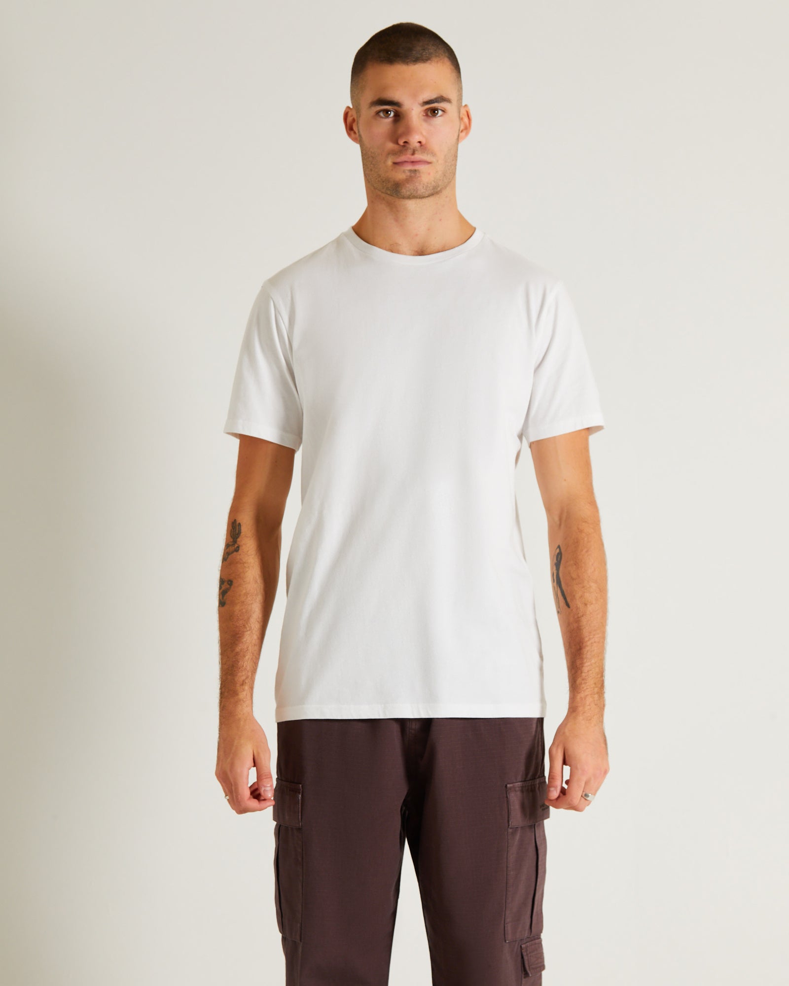 Basic Crew Neck Short Sleeve T-Shirt WHITE