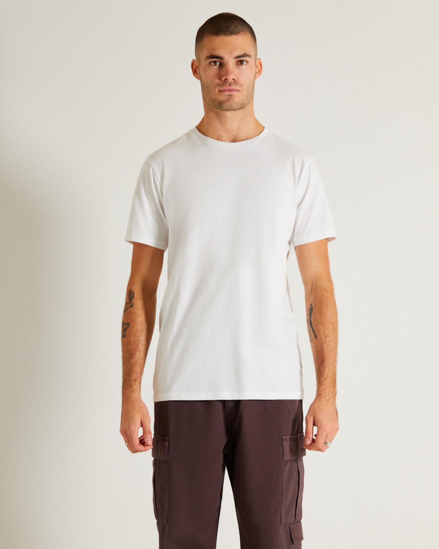 Basic Crew Neck Short Sleeve T-Shirt WHITE