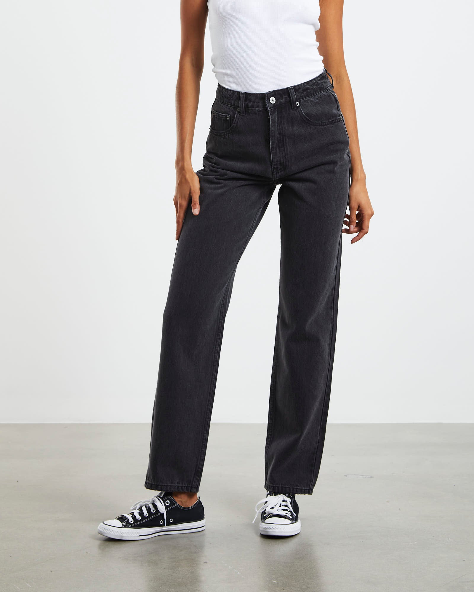 Brandi High Rise Straight Leg Jeans Vintage Black BLACK