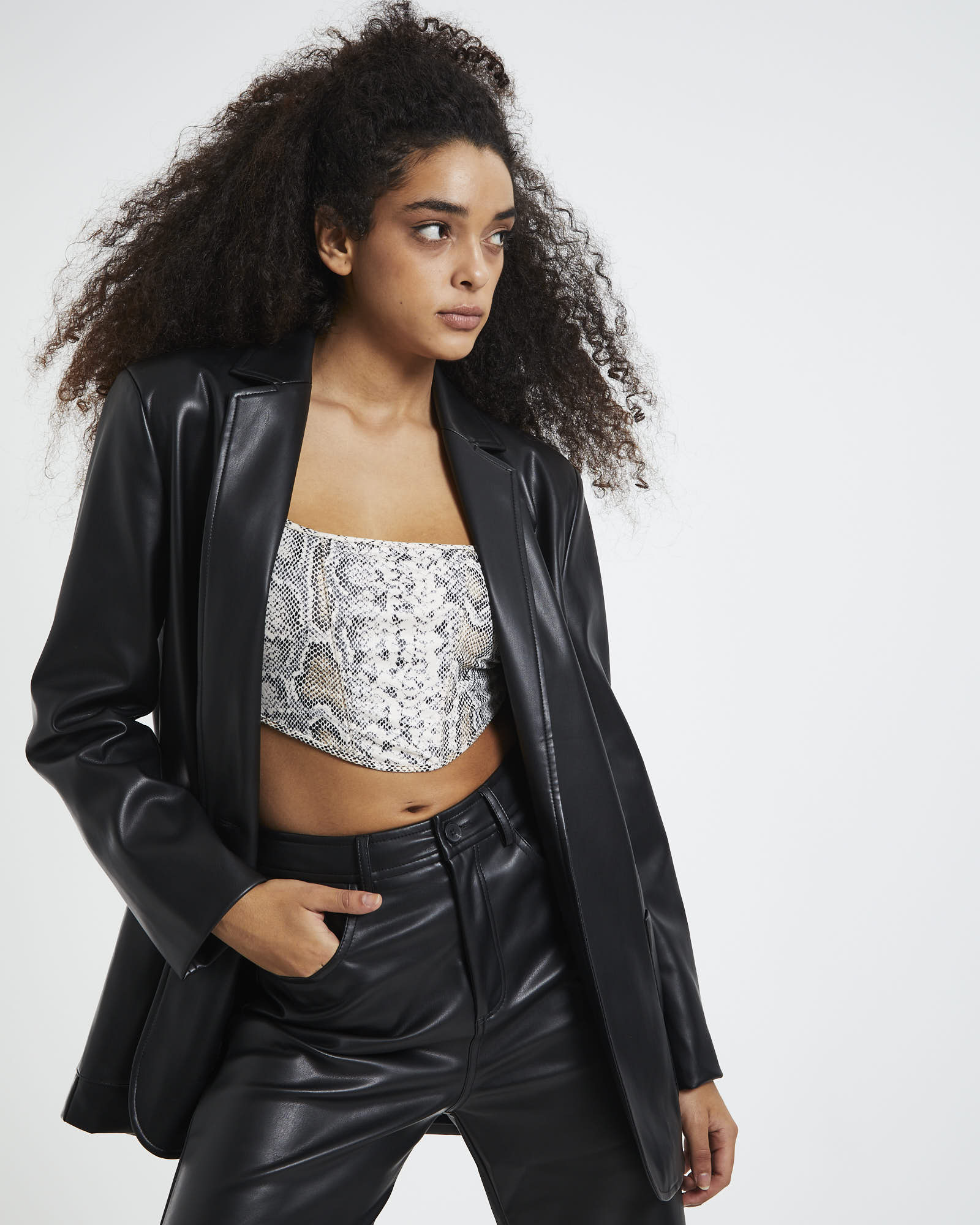 Karli PU Blazer Black BLACK