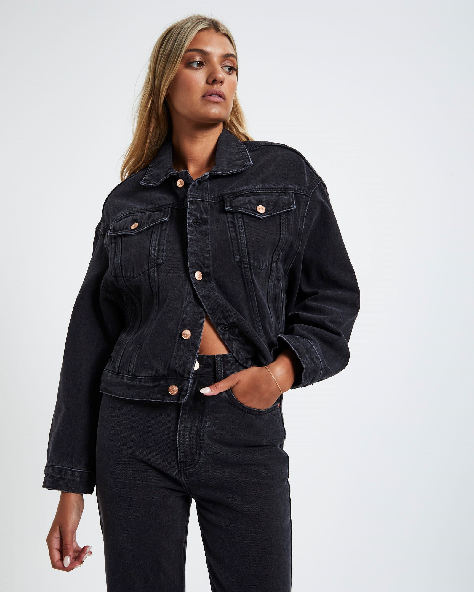 Kenny Baggy Denim Jacket After Dark Black
