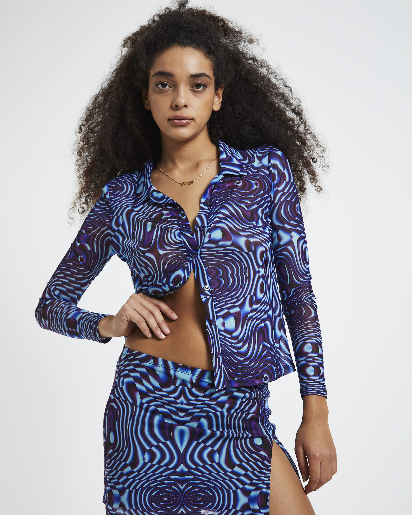 Roxie Button Front Shirt Purple ASSORTED