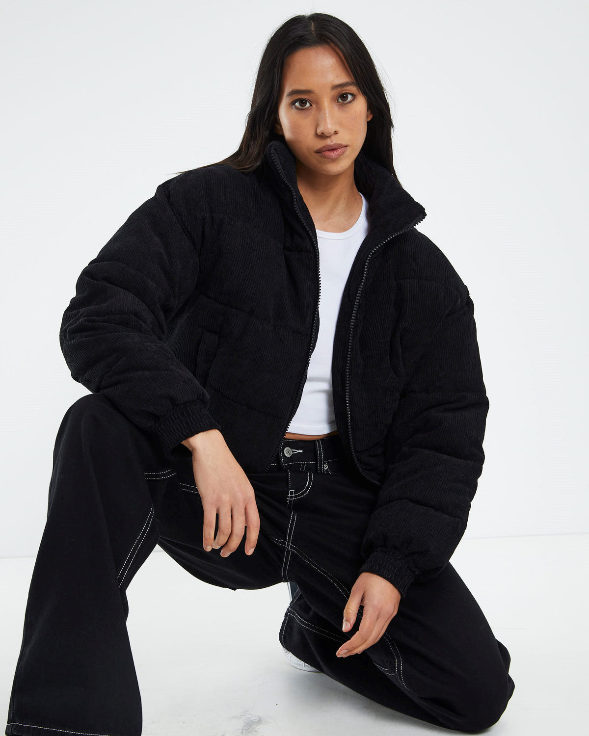 Ivy Cropped Puffer Jacket Black BLACK