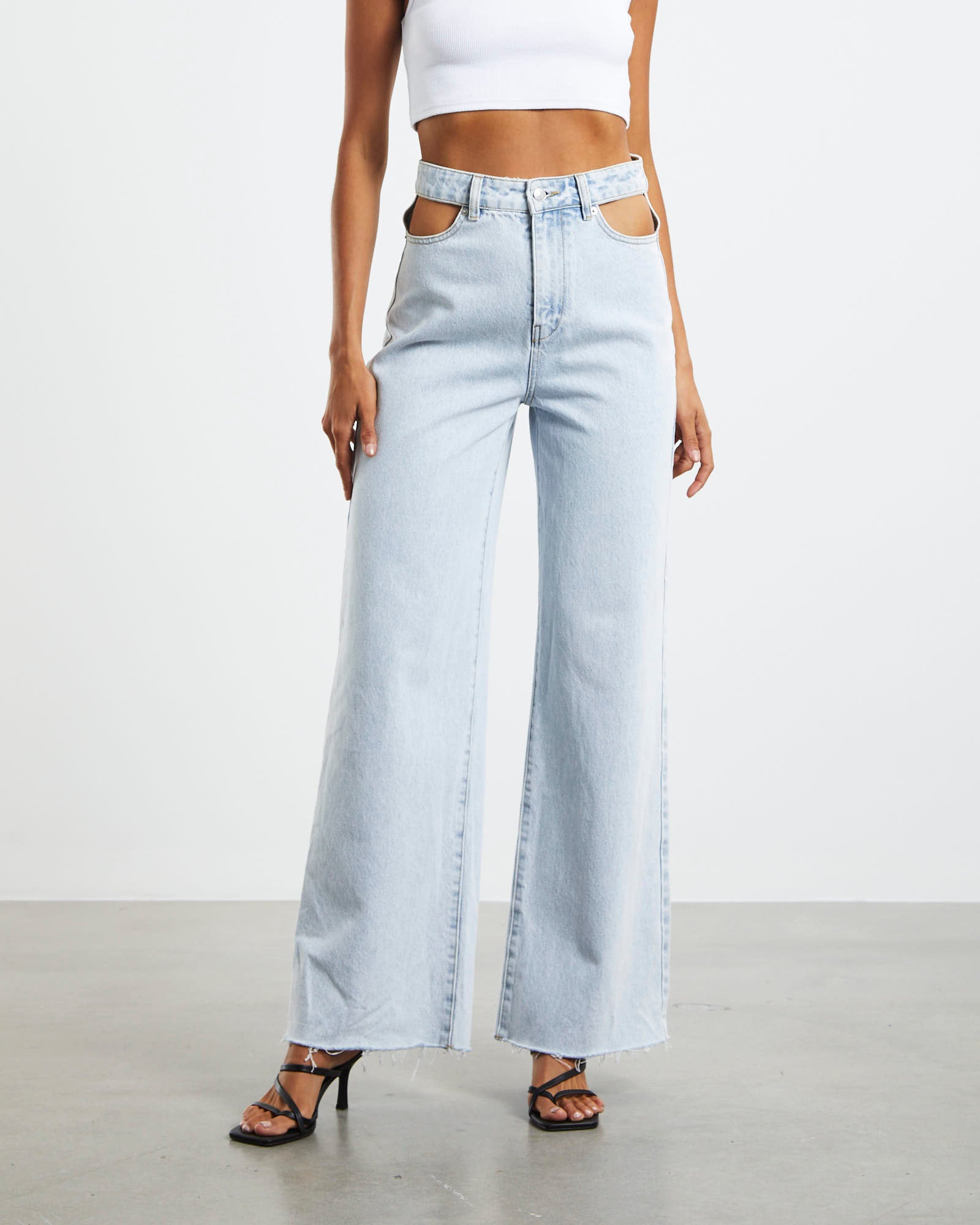 Boston Cut Out Hip Relaxed Jeans Icy Blue BLUE