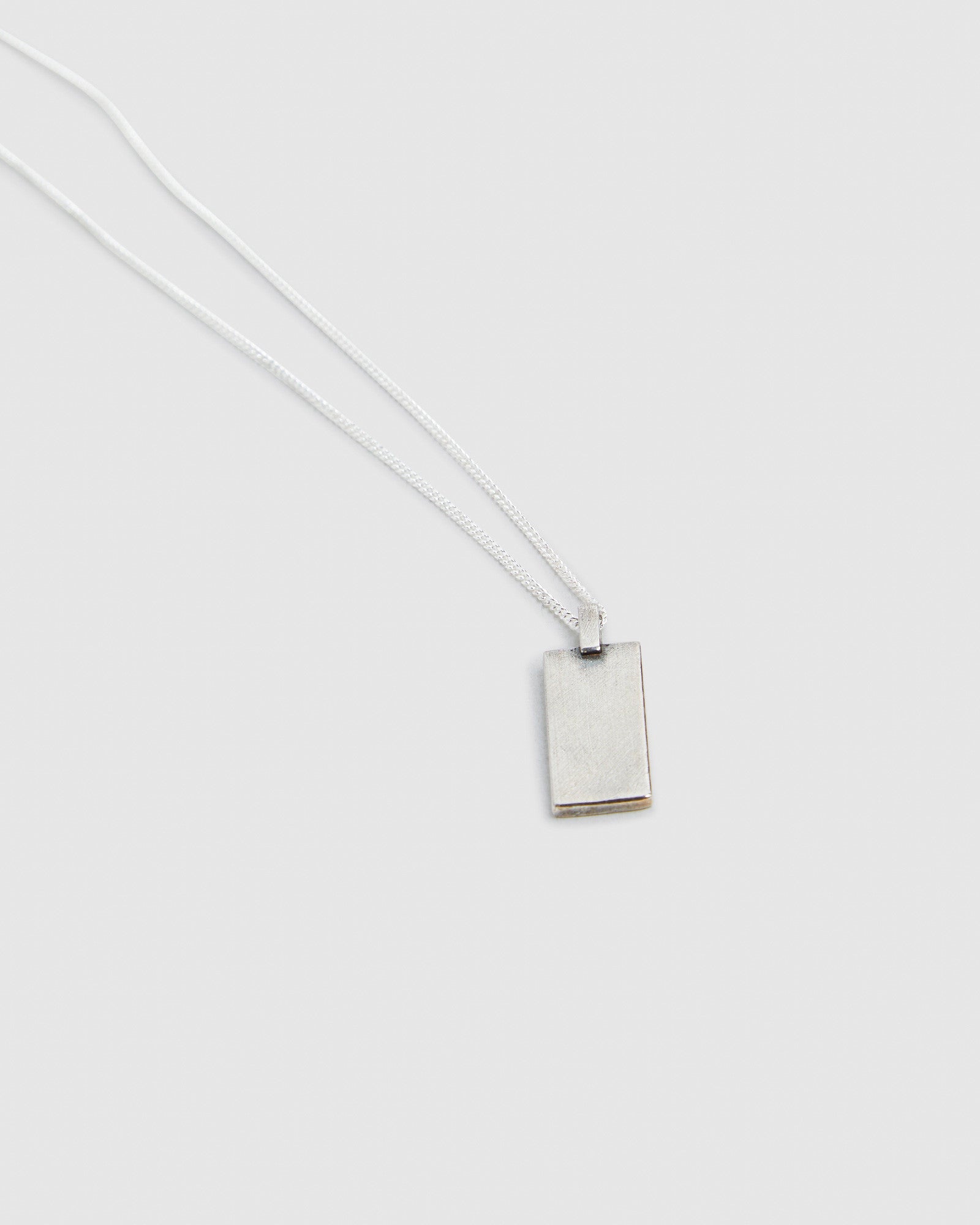 Plain Rectangle Pendant Necklace Silver SILVER