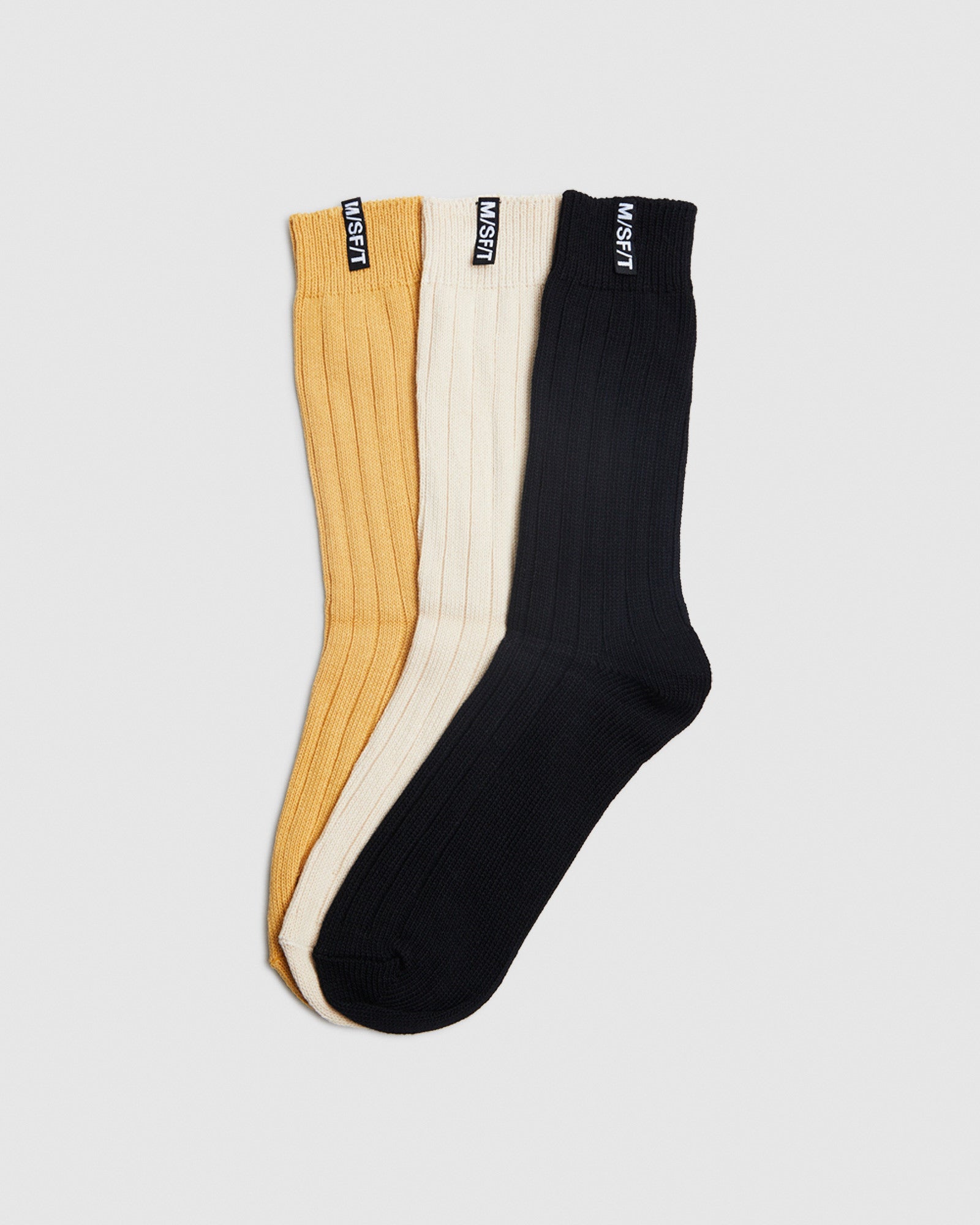 Concede Organic Socks Washed Mustard/Off White/Black ASST