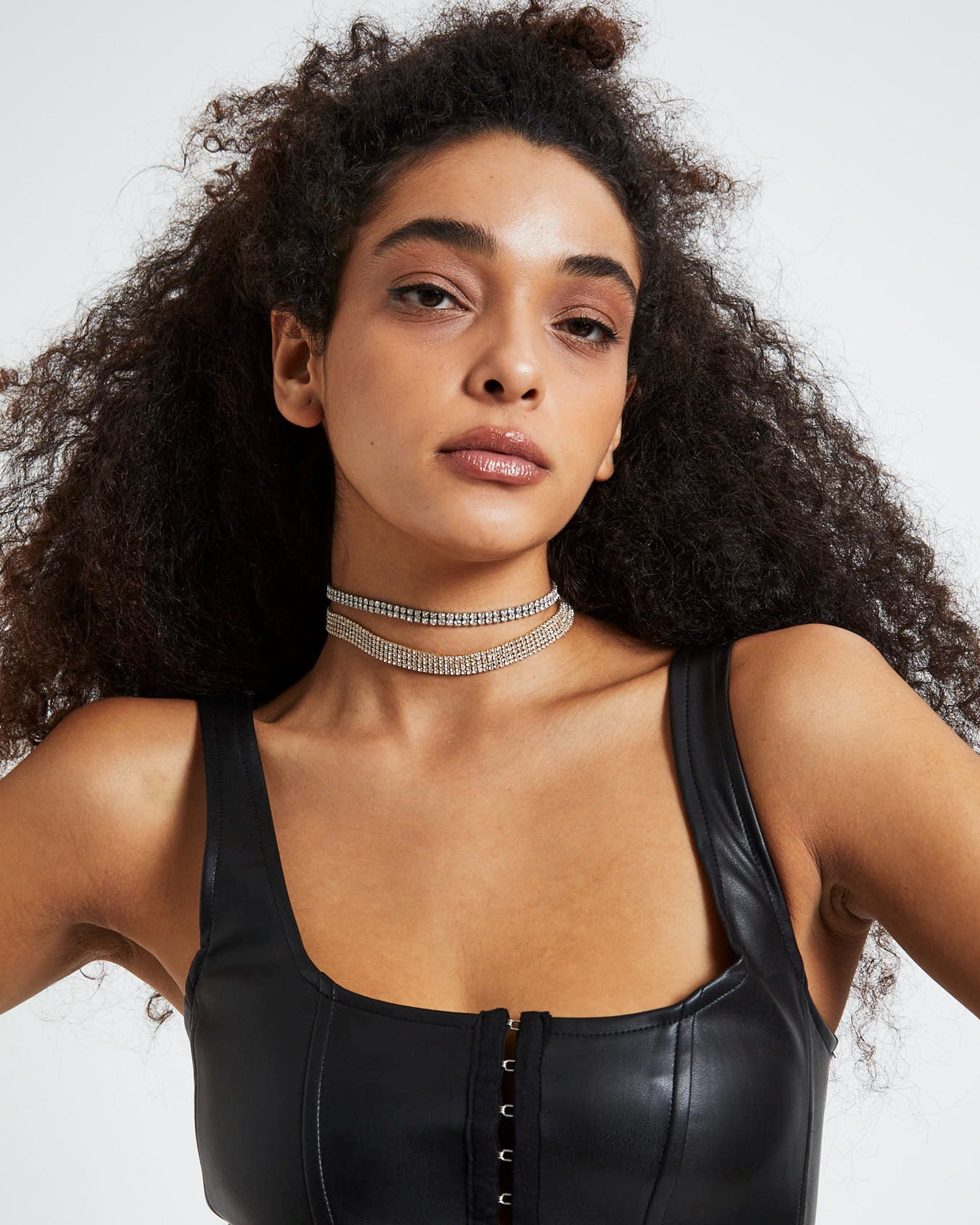 Tamira Diamante Choker 2 Pack SILVER