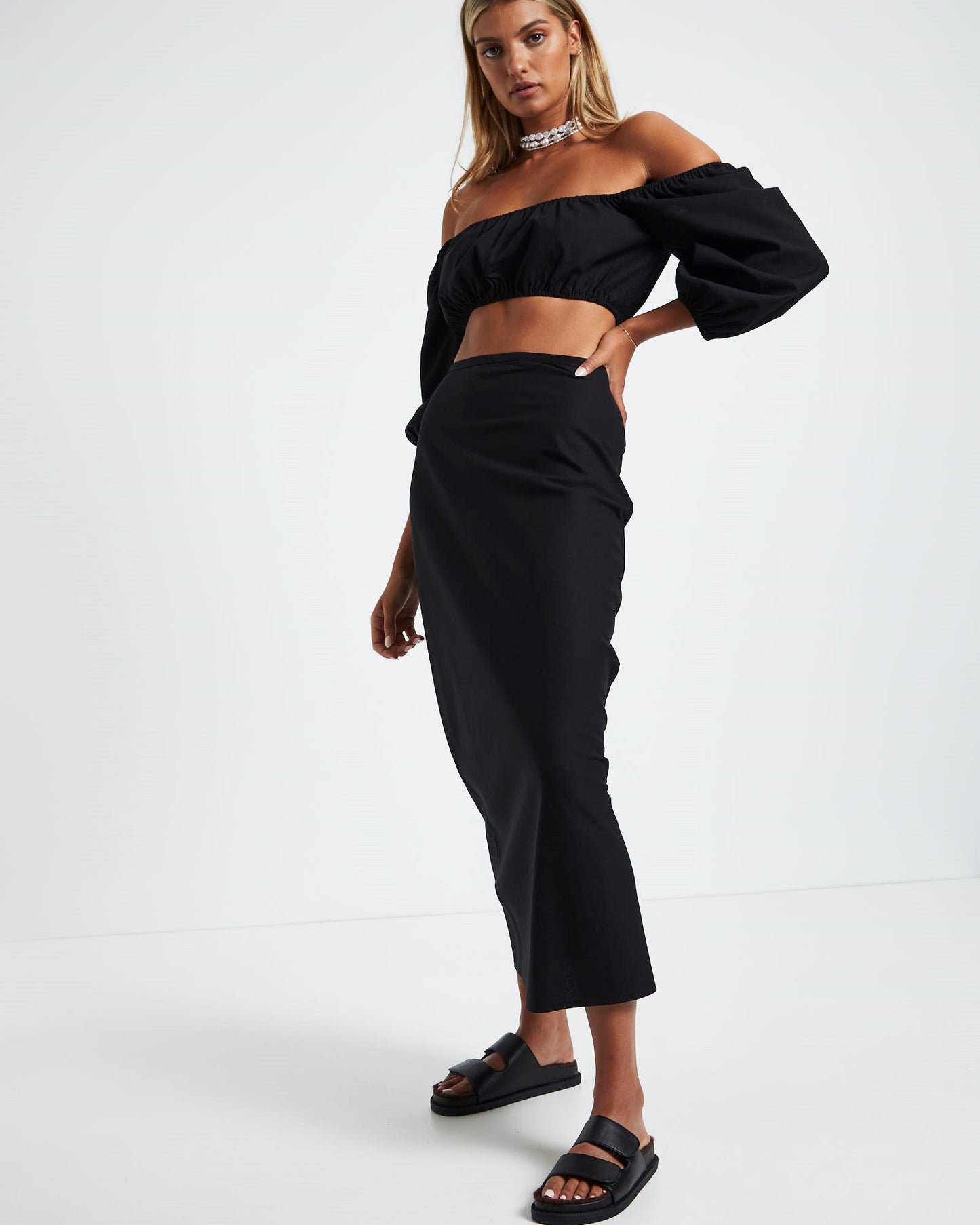Ellie Linen Maxi Skirt Black