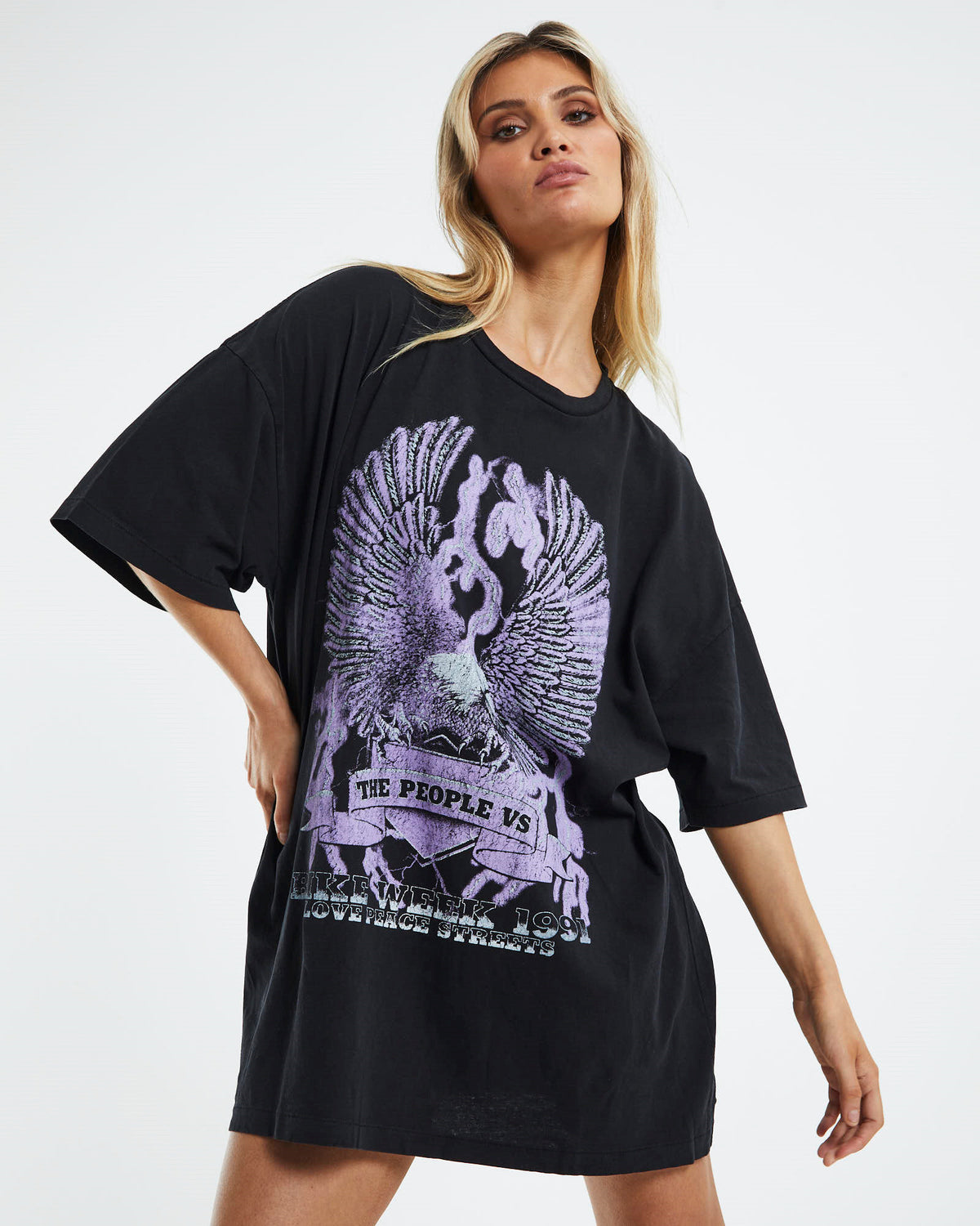 Lightning Eagle T-Shirt Dress Black ULTRA BLACK