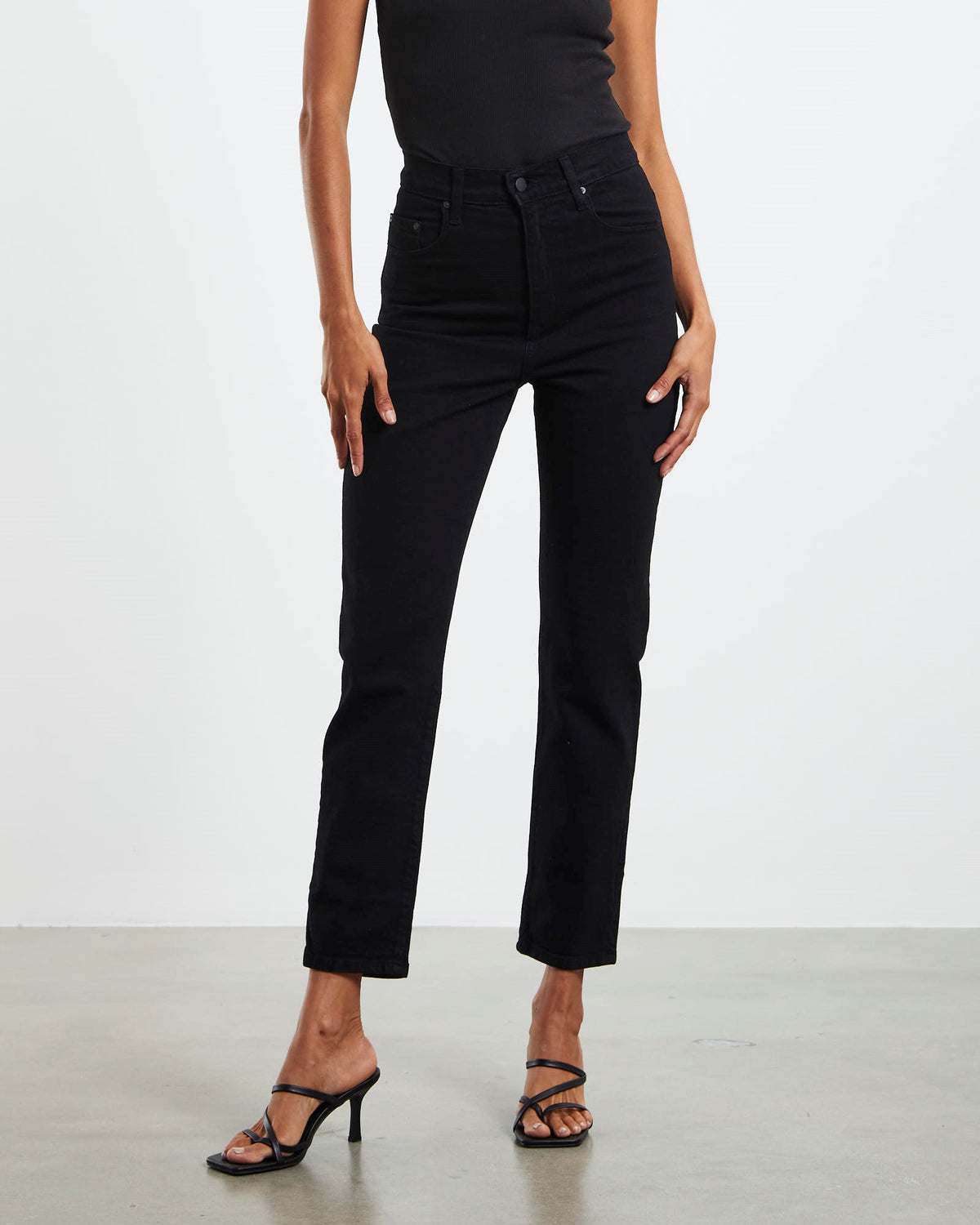 Frankie Mom Ankle Jeans Pitch Black BLACK