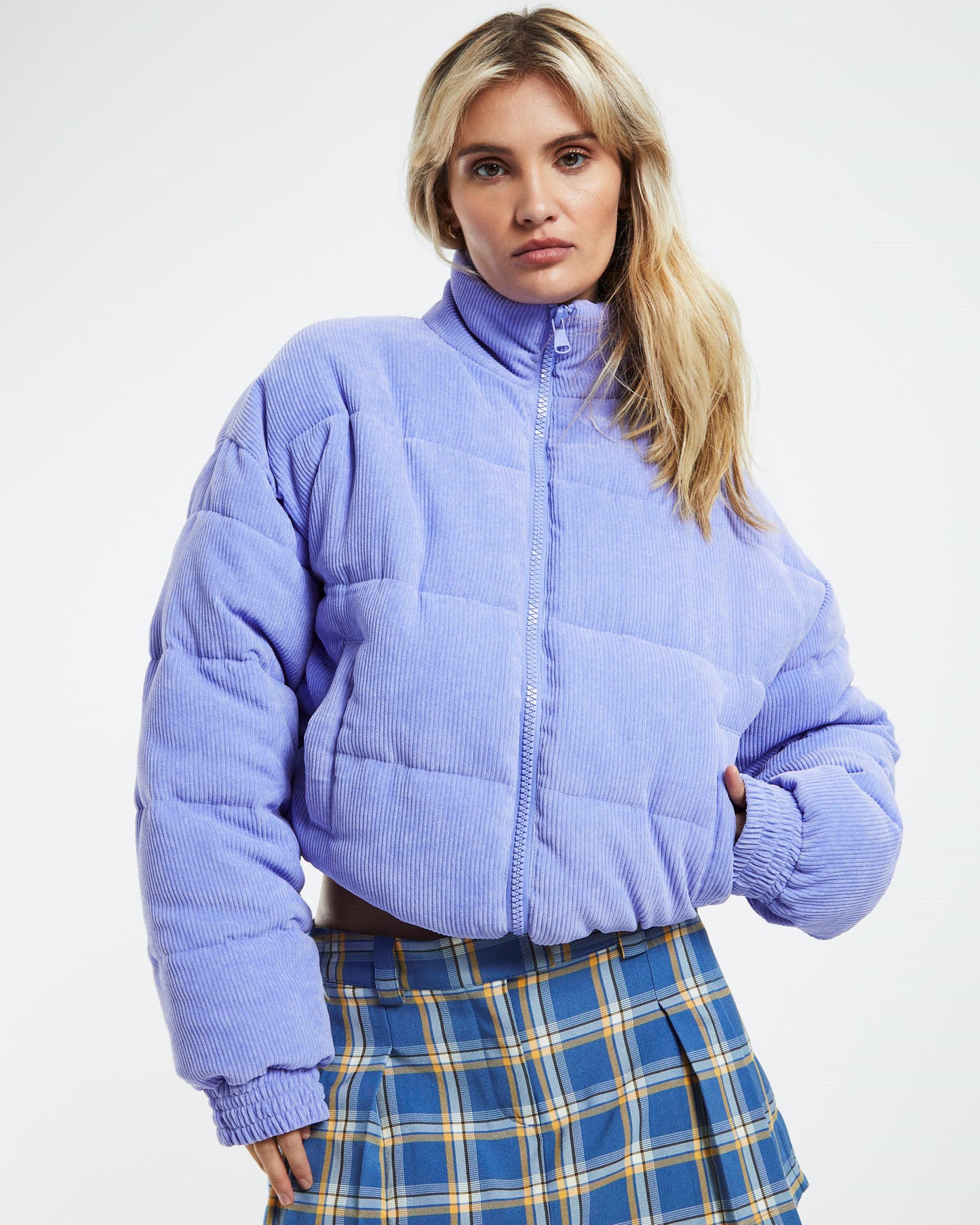 Ivy Cropped Puffer Jacket Purple
