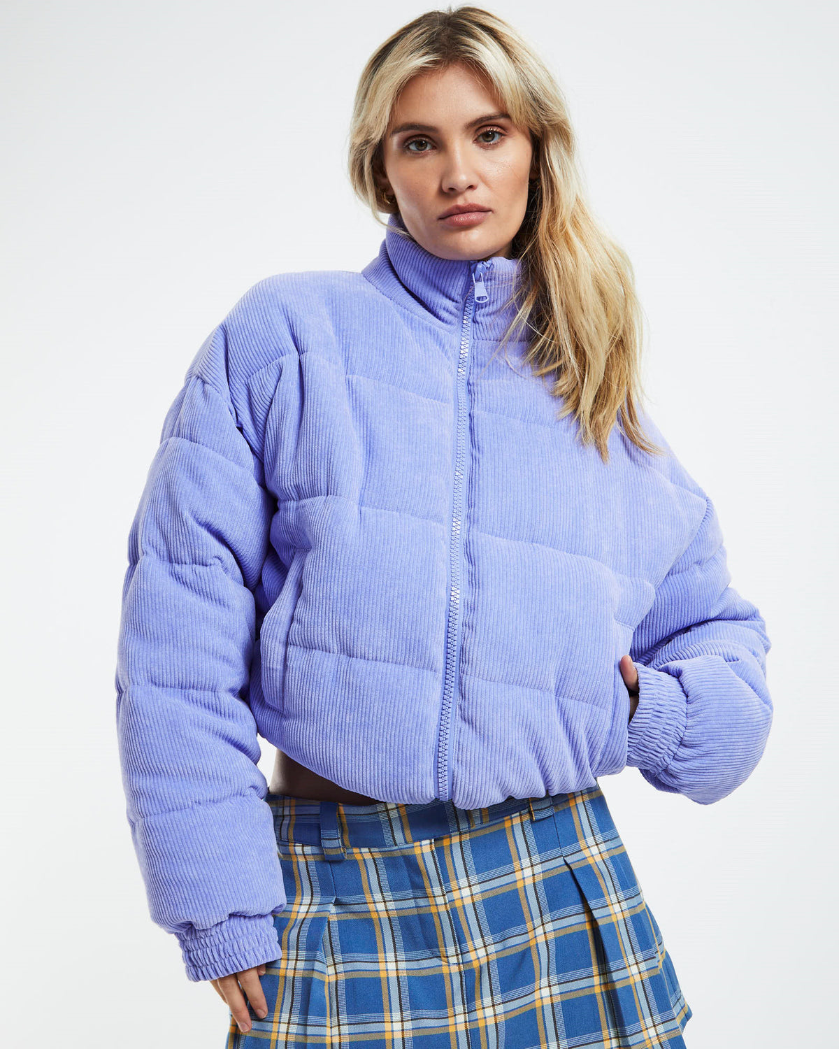 Ivy Cropped Puffer Jacket Purple PURPLE