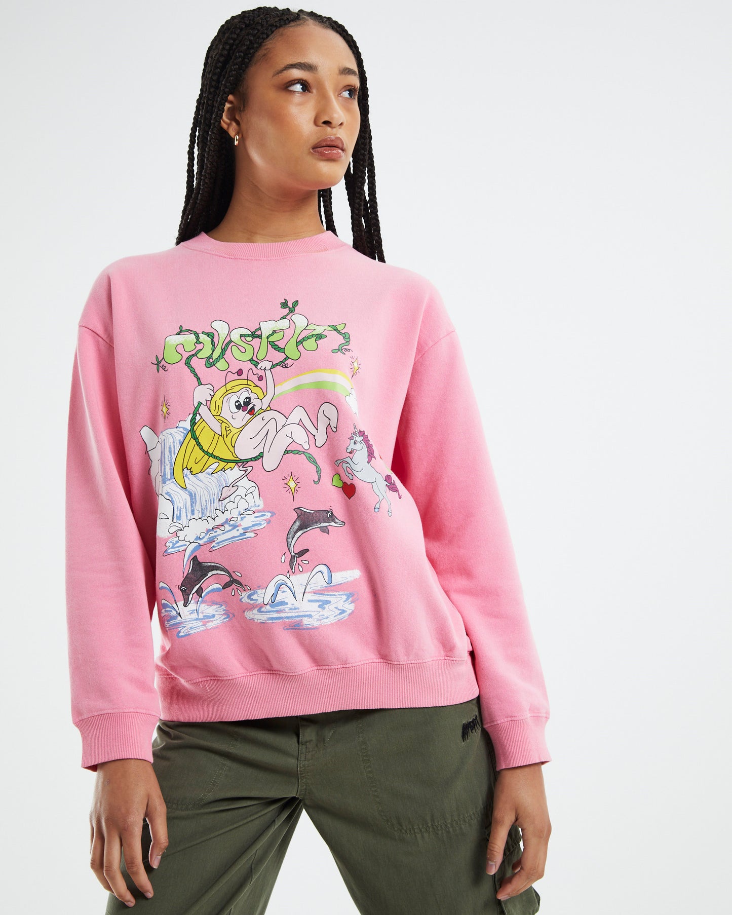Molly Falls Oversized Crew Jumper Candy Pink