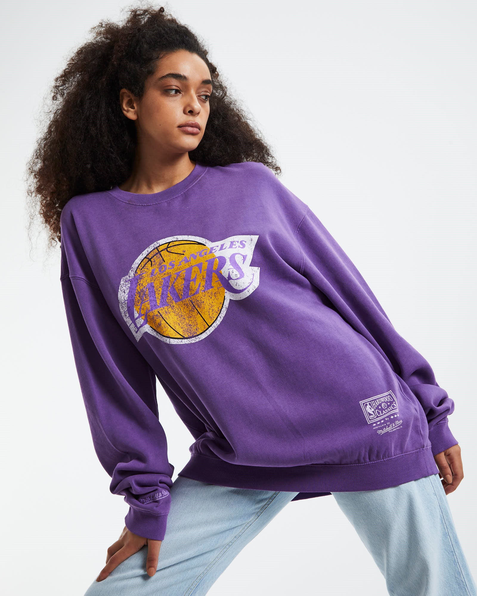 LA Lakers Vintage HWC Big Logo Crew Jumper Faded Purple FADED PURPLE