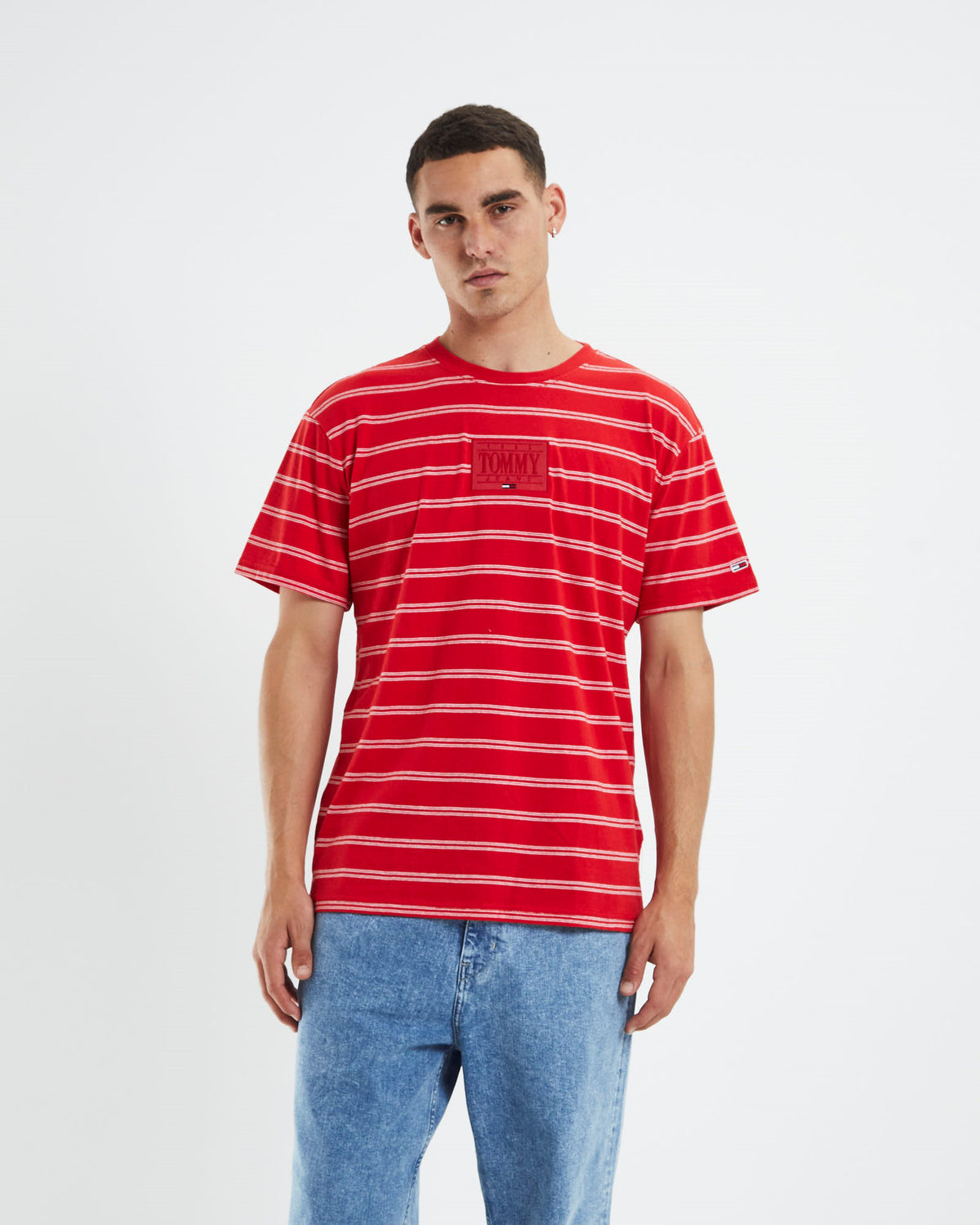 TJM Tonal Logo Stripe T-Shirt Deep Crimson Red Stripe CRIMSON