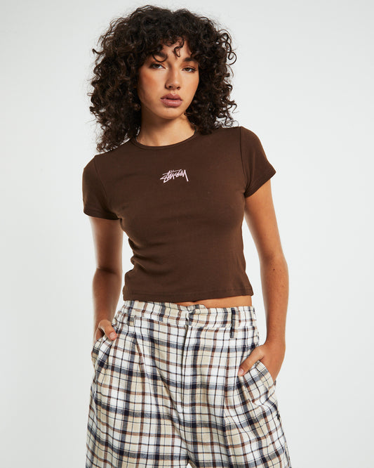 Graffiti Rib Tee Brown