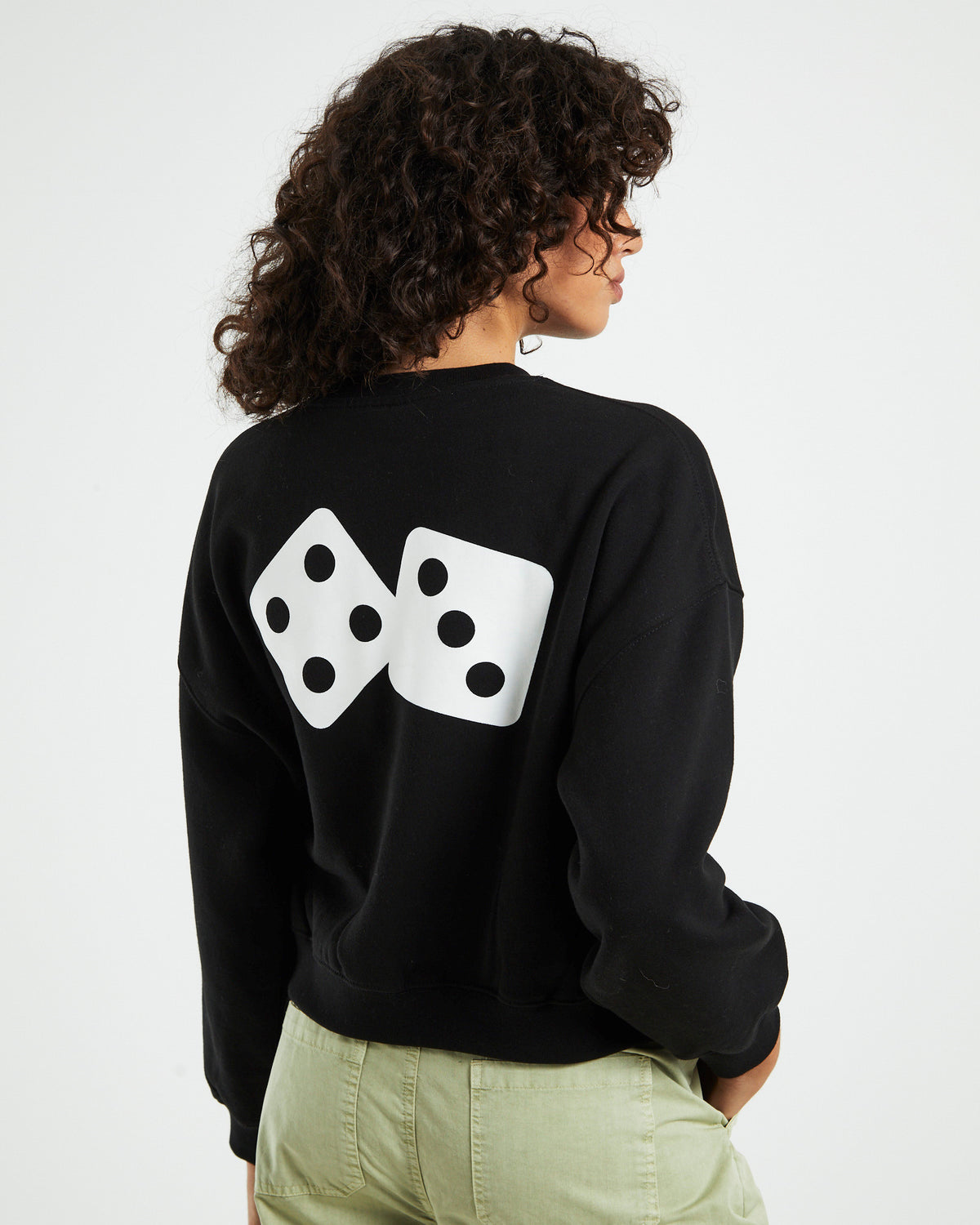 Dice Cropped Crew Jumper Black BLACK