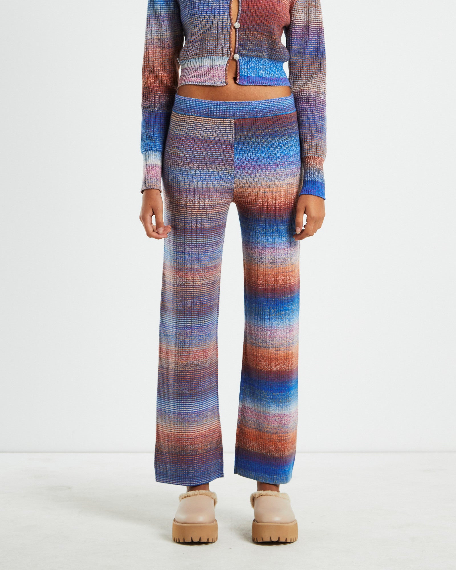 Pnoom Wide Leg Knit Pants Powder Blue ASSORTED