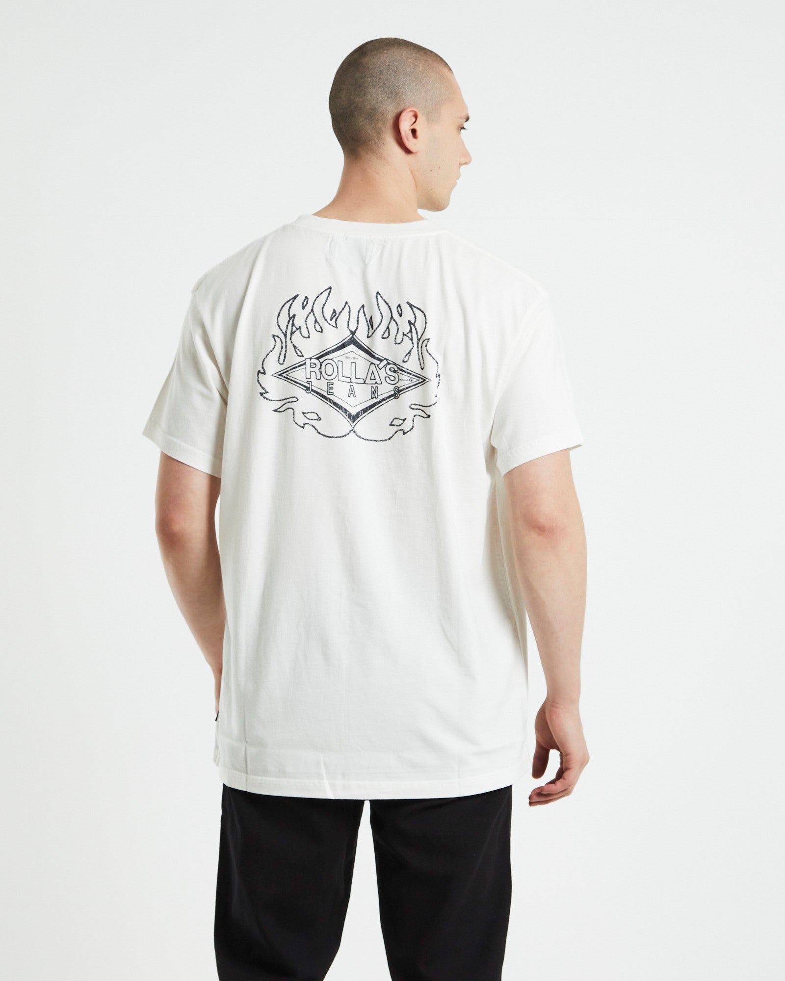 Heavy Fire Diamond T-shirt Vintage White WHITE