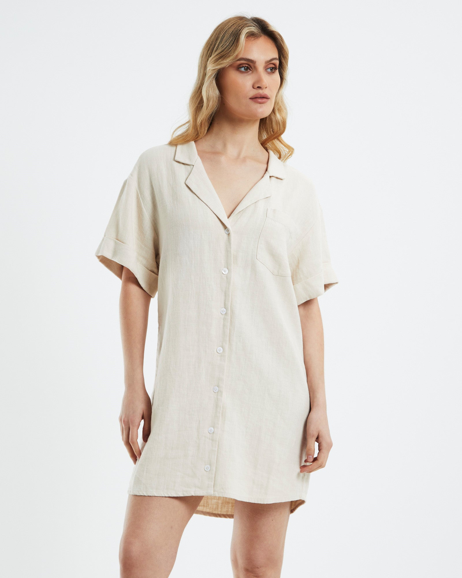 Payton Shirt Dress Natural NATURAL
