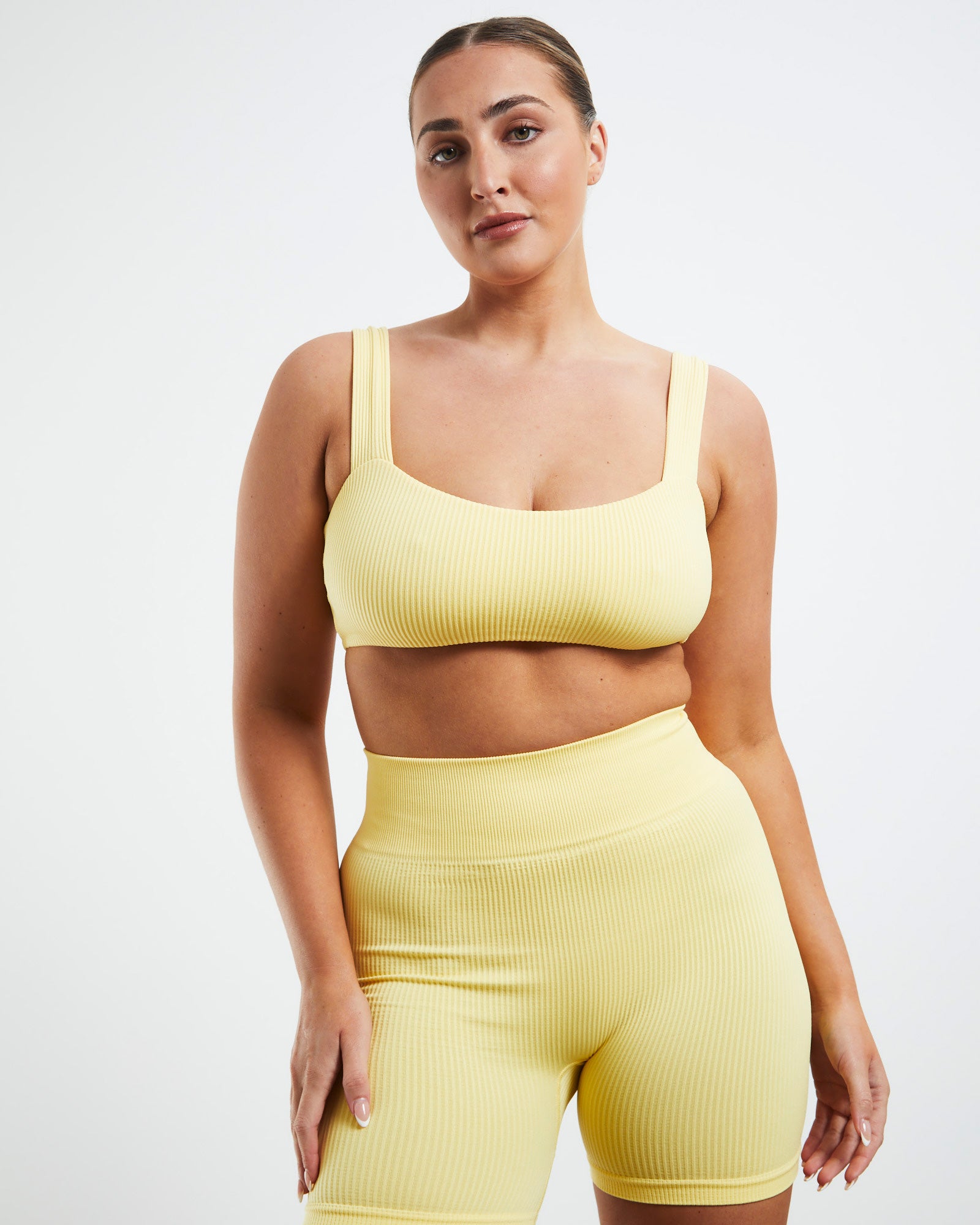 Square Neck Sports Crop Lemon Yellow LEMON