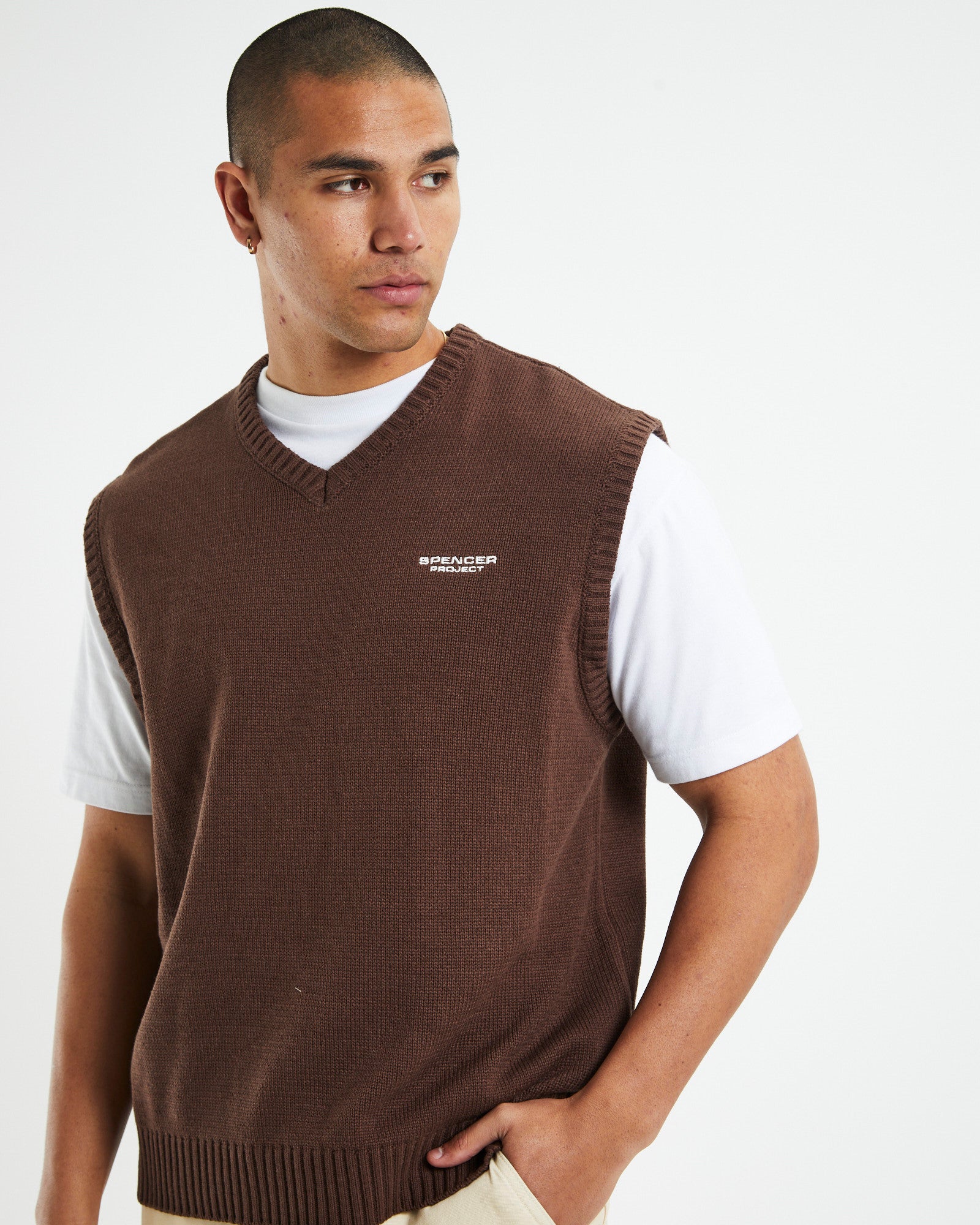 Knit Vest Umber Brown BROWN