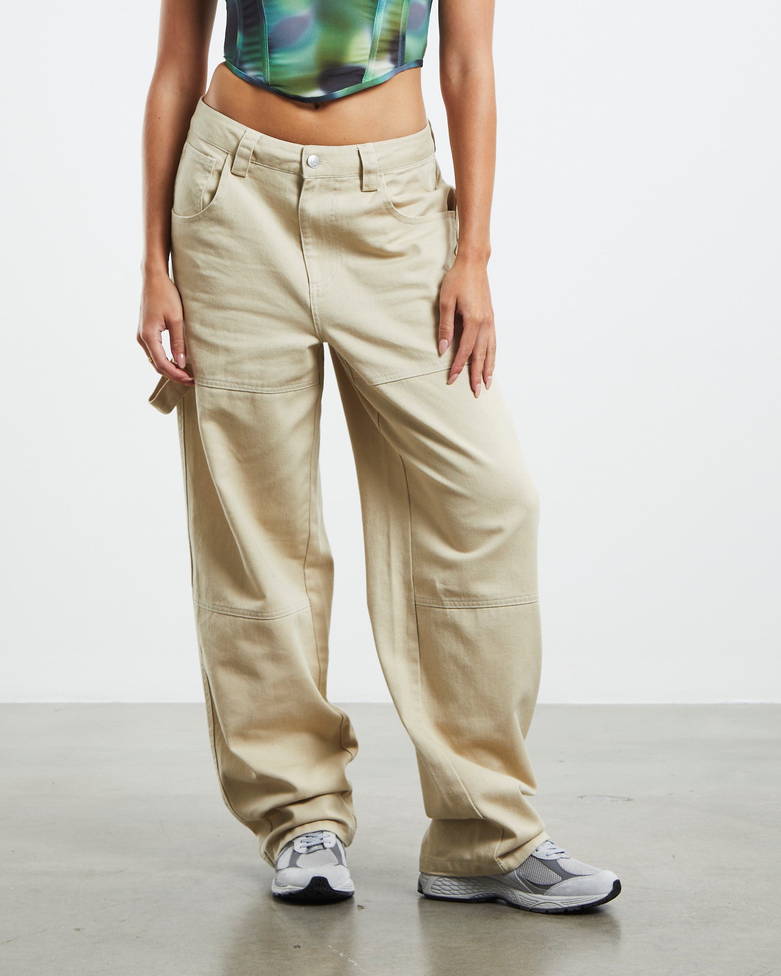 Ash Panelled Carpenter Pants Beige BEIGE