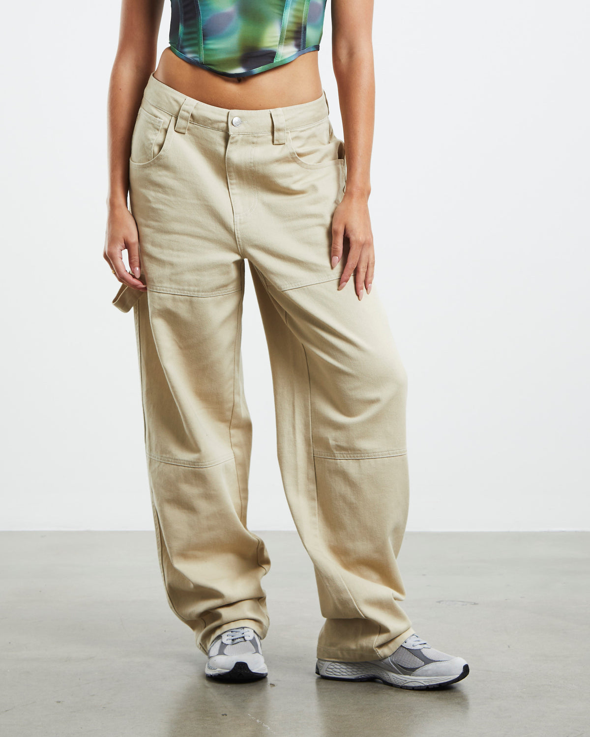 Ash Panelled Carpenter Pants Beige BEIGE