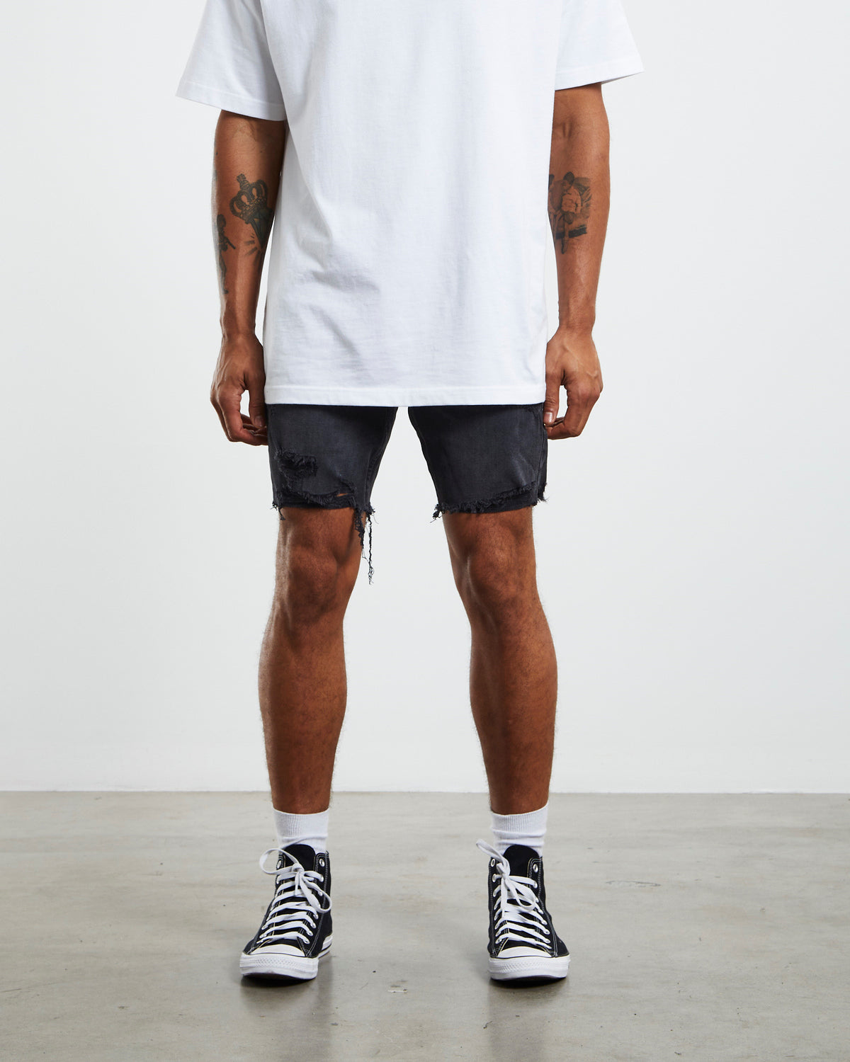 Ray Denim Shorts Washed Space Black BLACK